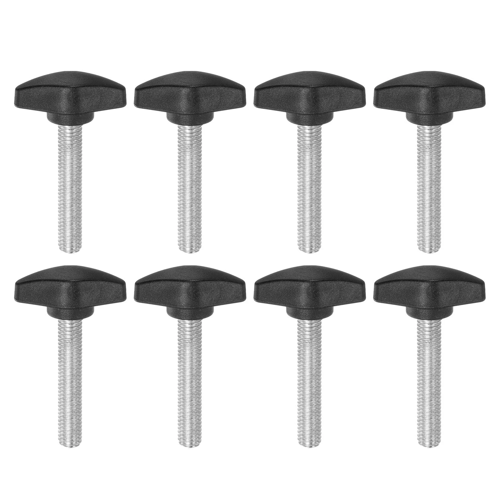 8pcs Tee Wing Knobs M8x40mm Metric Male Thread T Head Clamping Thumb Screw Black