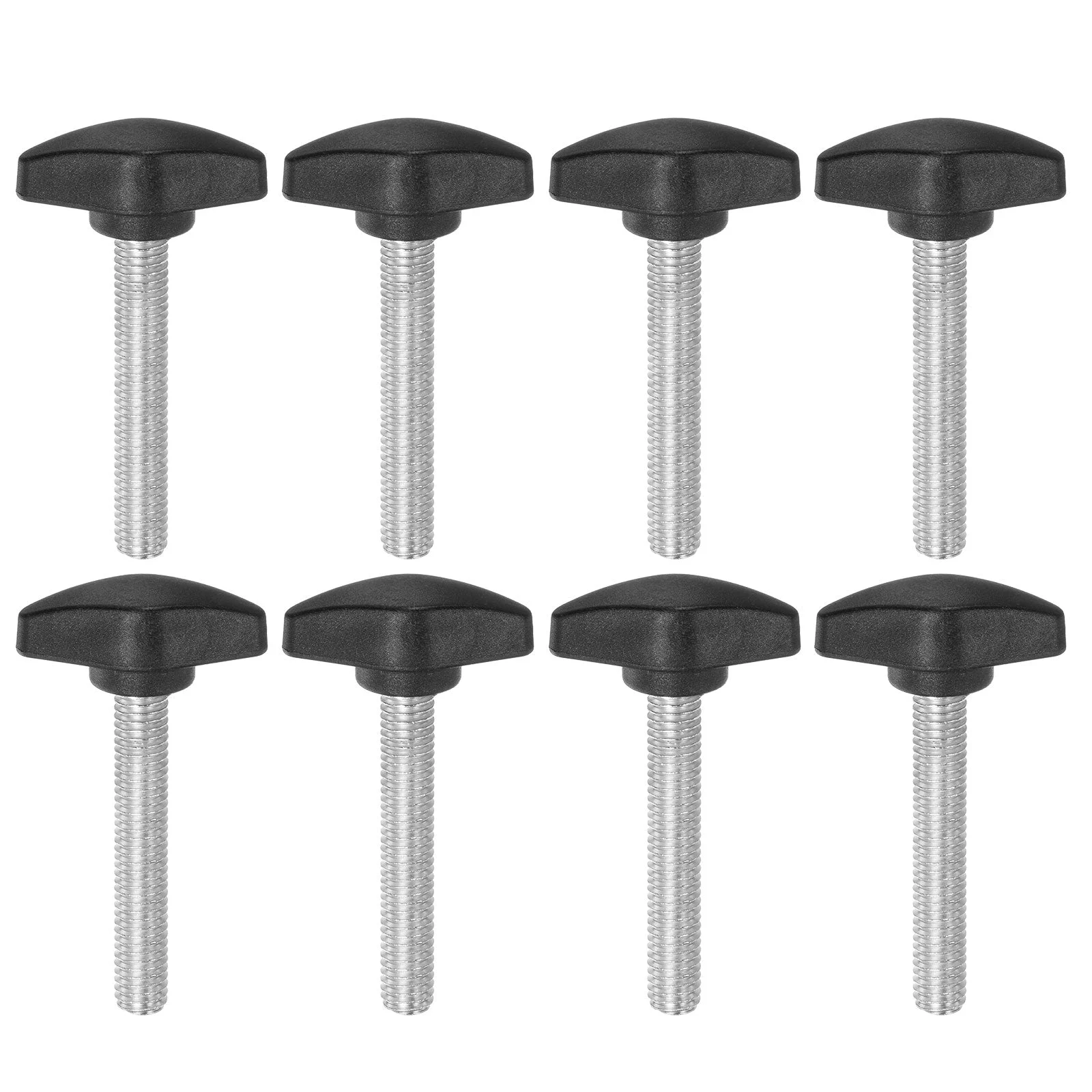 8pcs Tee Wing Knobs M8x45mm Metric Male Thread T Head Clamping Thumb Screw Black