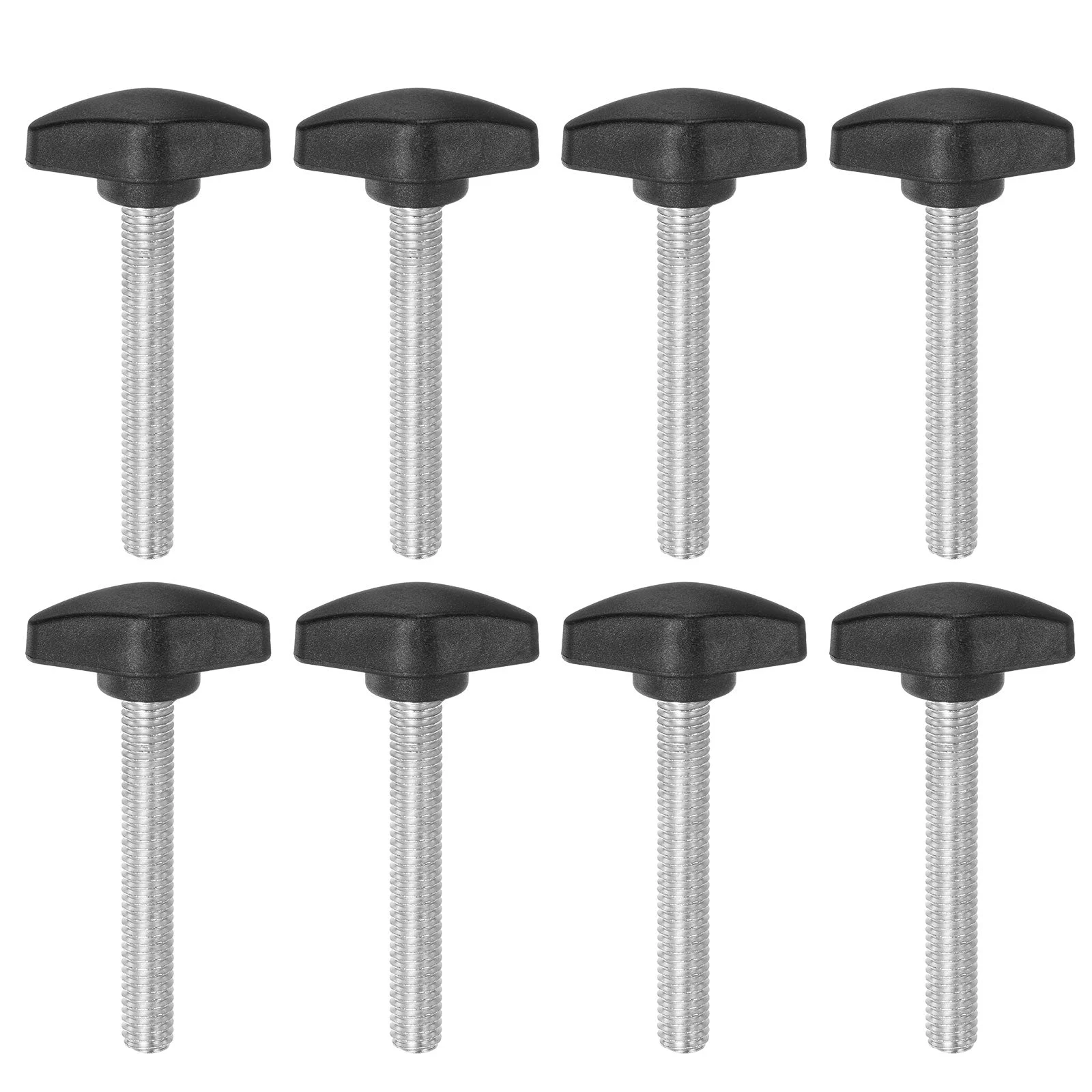 8pcs Tee Wing Knobs M8x50mm Metric Male Thread T Head Clamping Thumb Screw Black