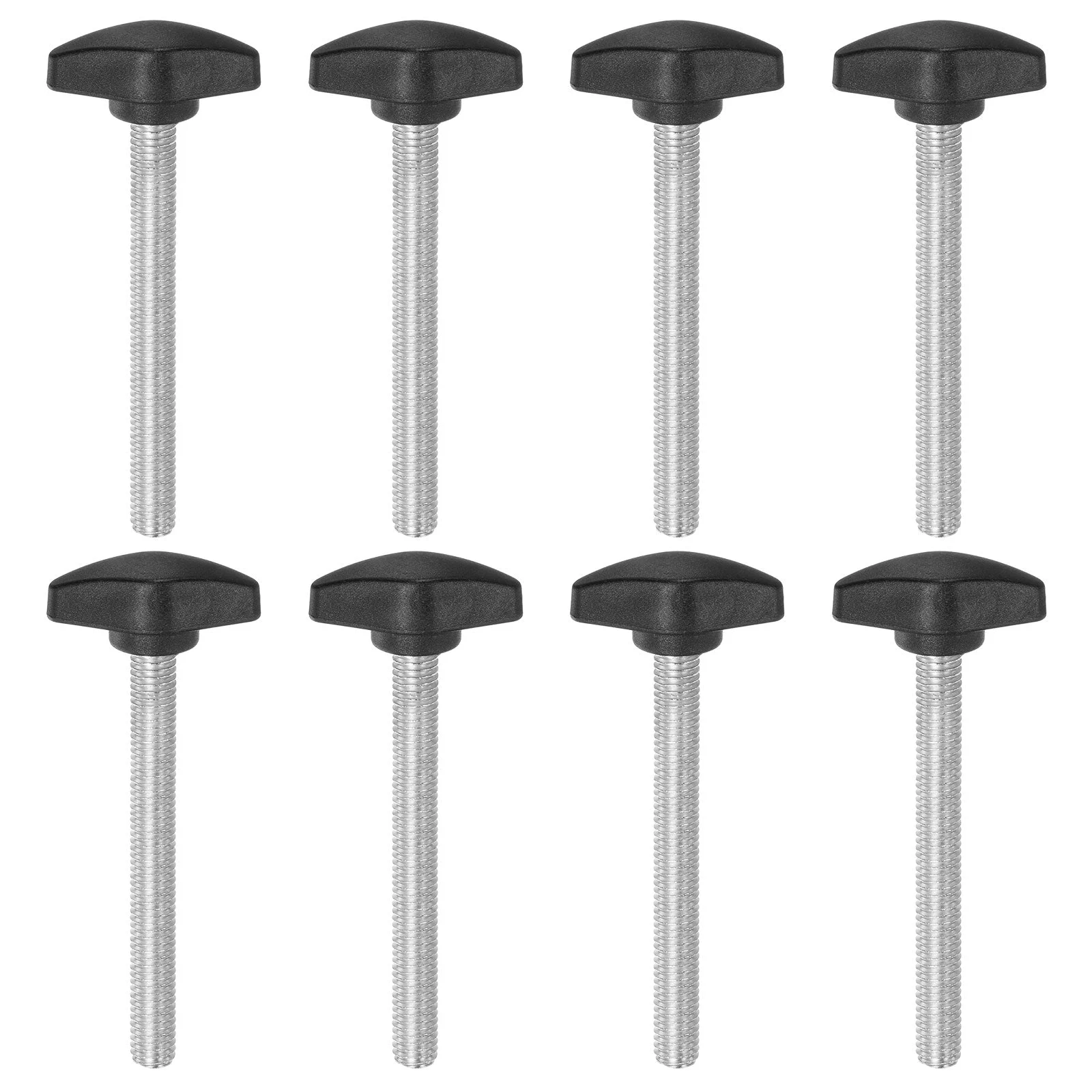 8pcs Tee Wing Knobs M8x70mm Metric Male Thread T Head Clamping Thumb Screw Black