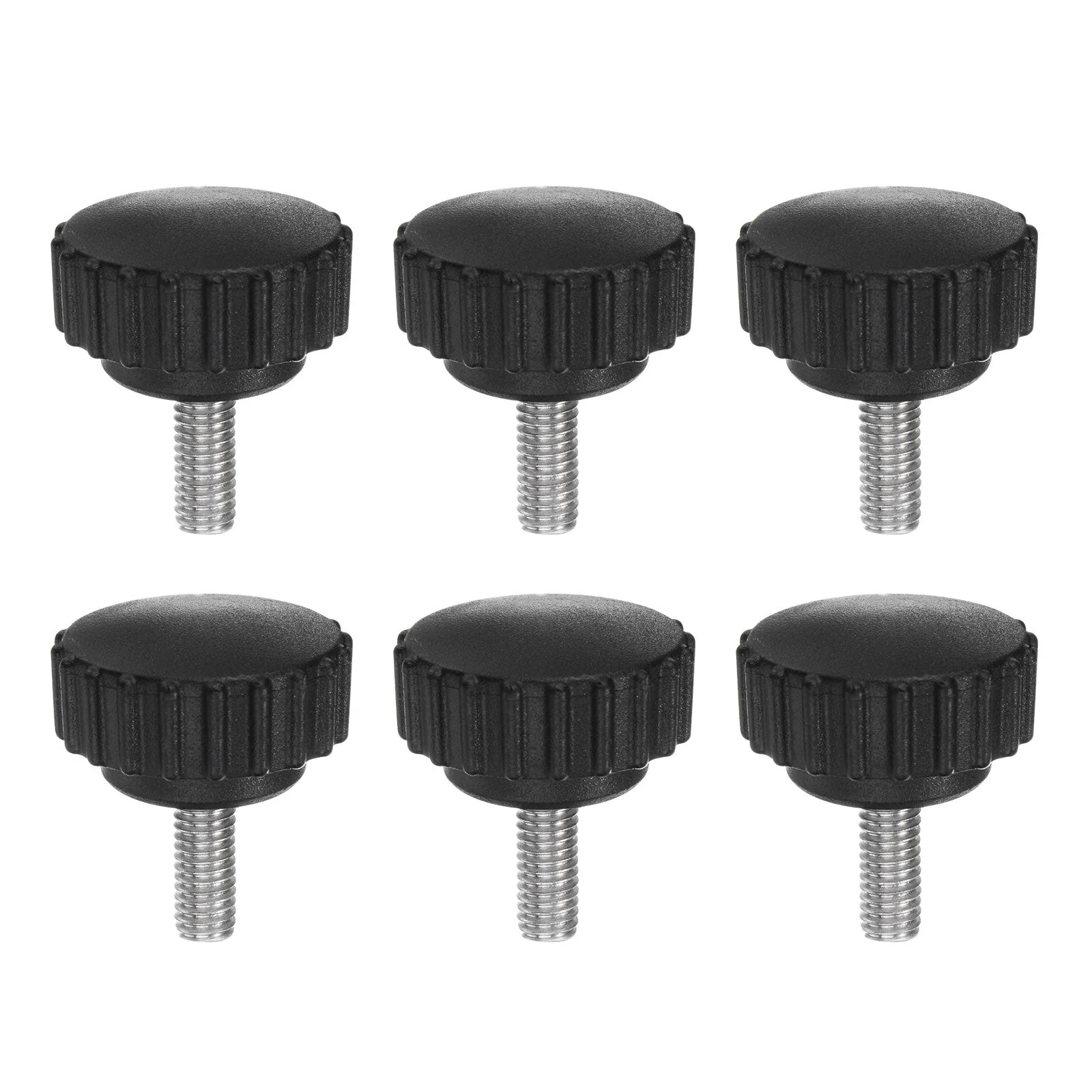 6pcs Knurled Clamping Knob Thumb Screws M6 x 16mm Metric Thread 28mm Matte Head