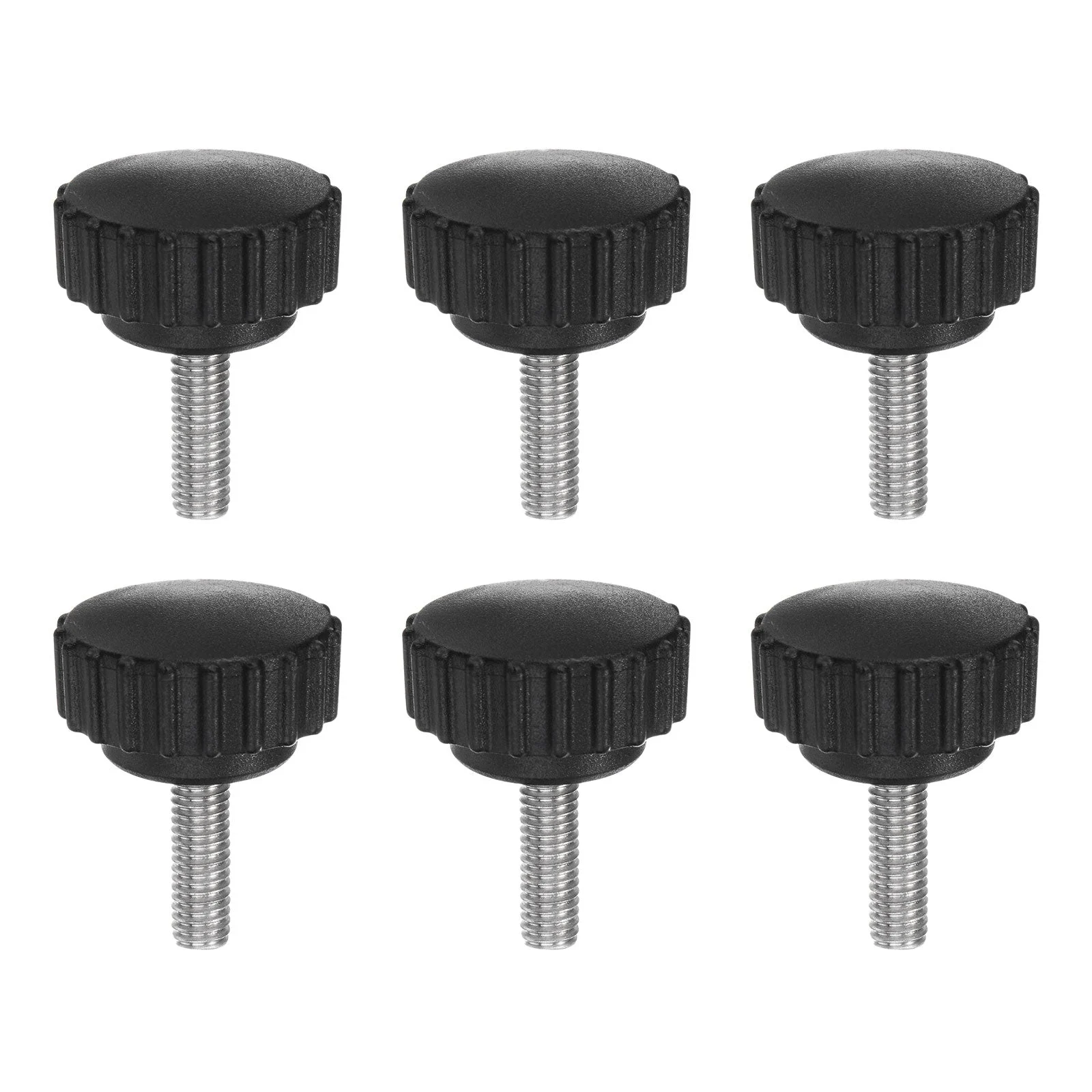 6pcs Knurled Clamping Knob Thumb Screws M6 x 20mm Metric Thread 28mm Matte Head