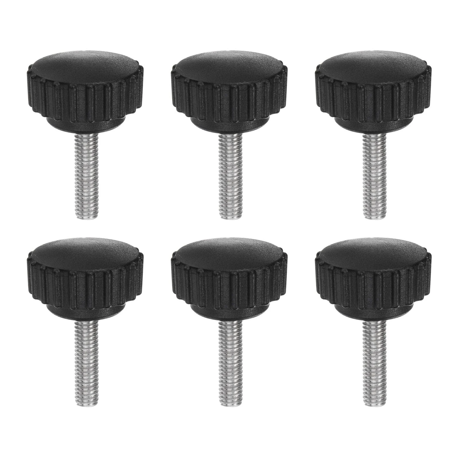 6pcs Knurled Clamping Knob Thumb Screws M6 x 25mm Metric Thread 28mm Matte Head
