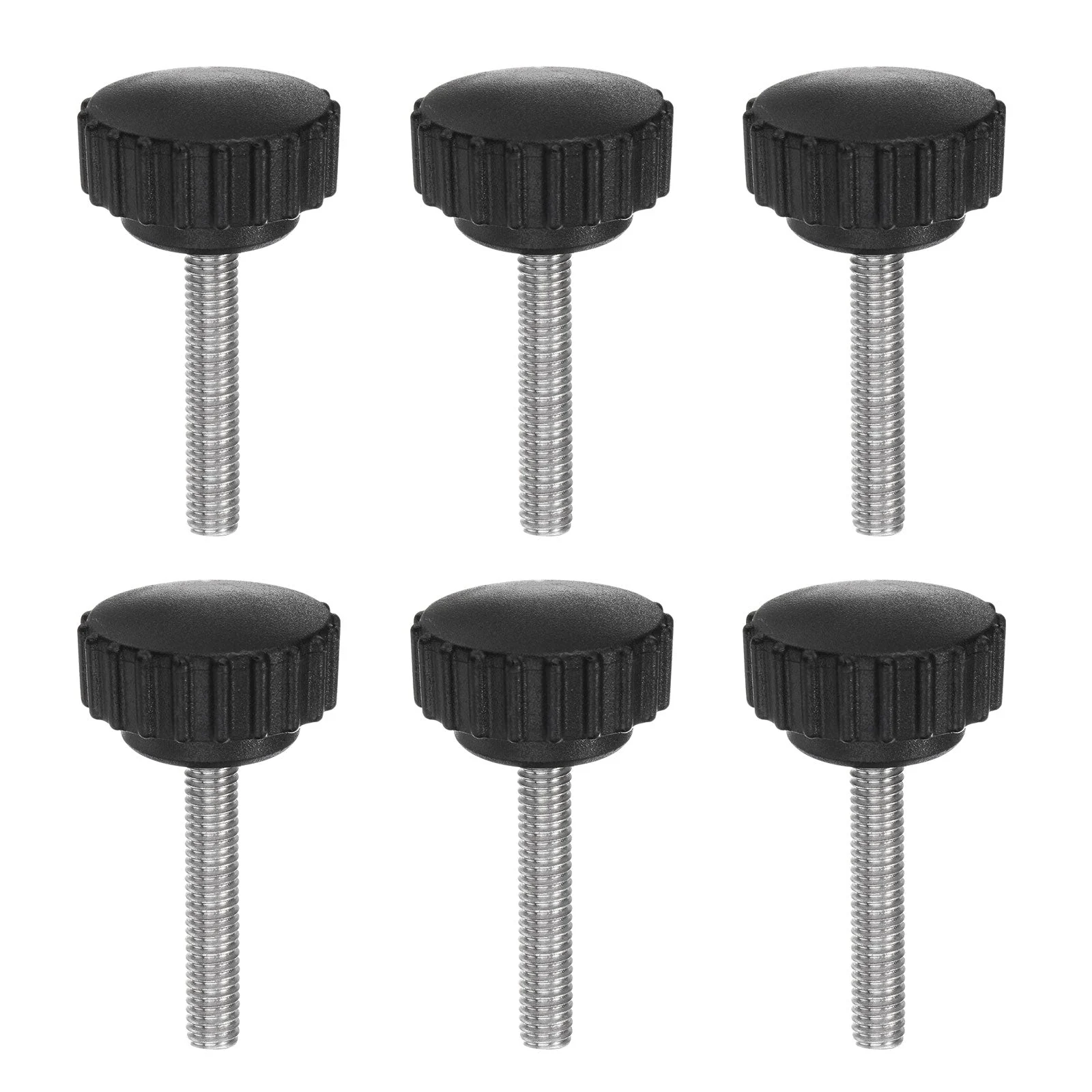 6pcs Knurled Clamping Knob Thumb Screws M6 x 35mm Metric Thread 28mm Matte Head