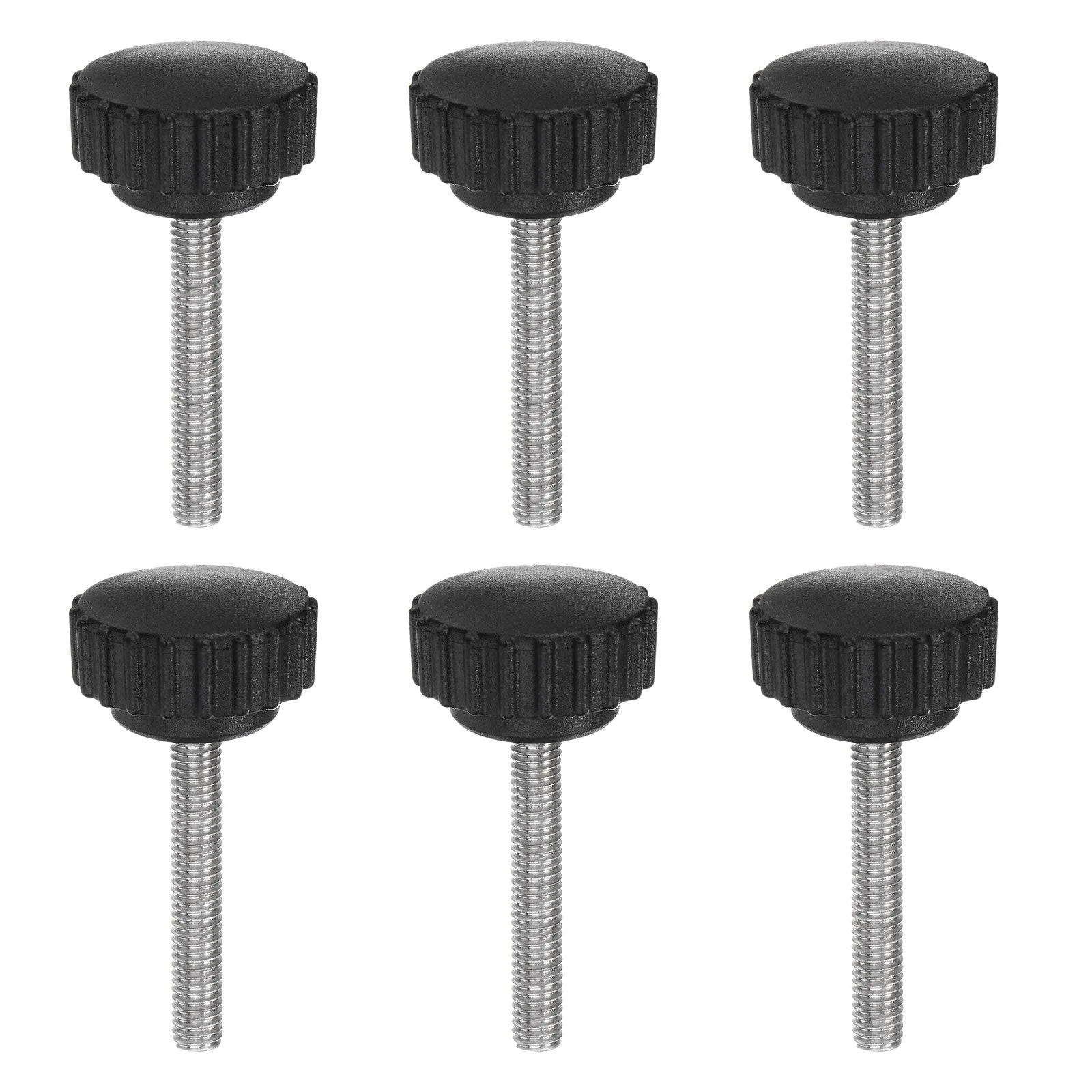 6pcs Knurled Clamping Knob Thumb Screws M6 x 40mm Metric Thread 28mm Matte Head