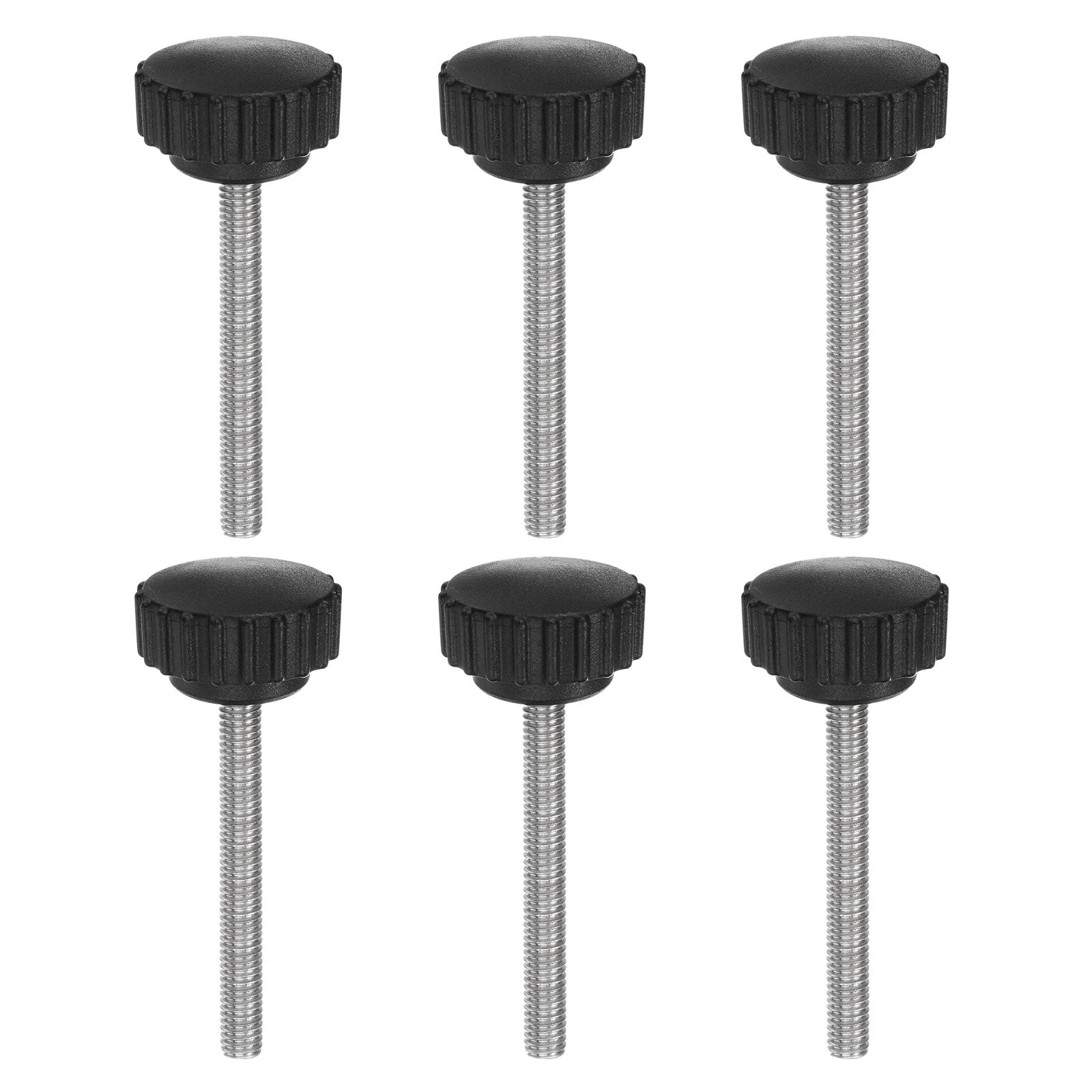 6pcs Knurled Clamping Knob Thumb Screws M6 x 55mm Metric Thread 28mm Matte Head