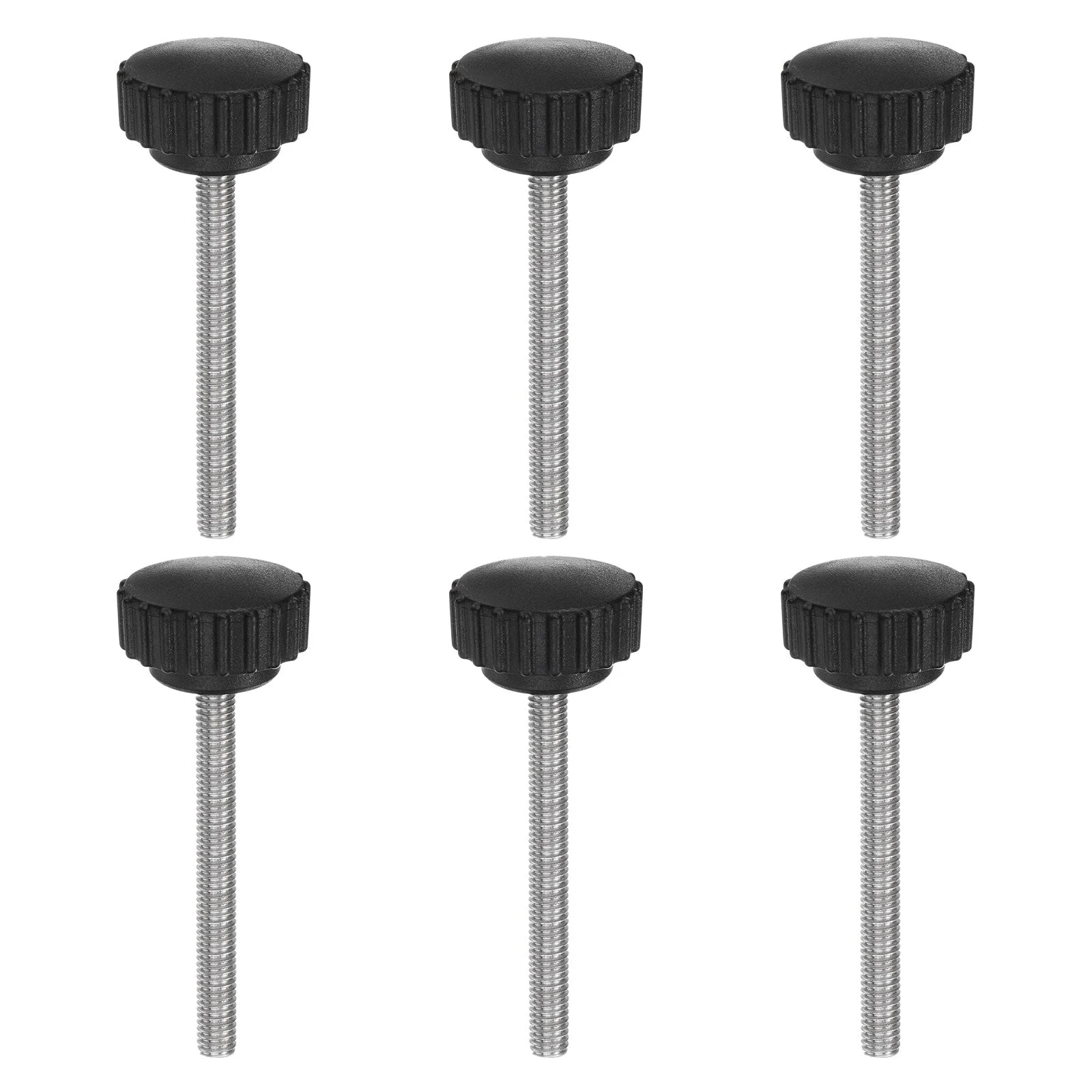 6pcs Knurled Clamping Knob Thumb Screws M6 x 60mm Metric Thread 28mm Matte Head