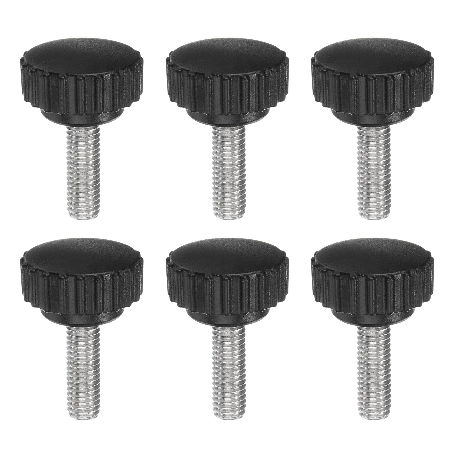 6pcs Knurled Clamping Knob Thumb Screws M8 x 25mm Metric Thread 28mm Matte Head