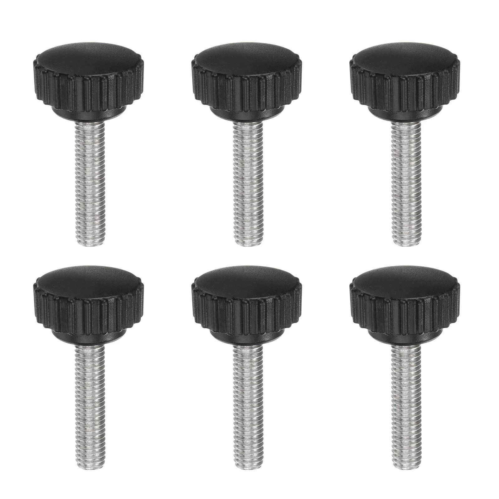 6pcs Knurled Clamping Knob Thumb Screws M8 x 35mm Metric Thread 28mm Matte Head