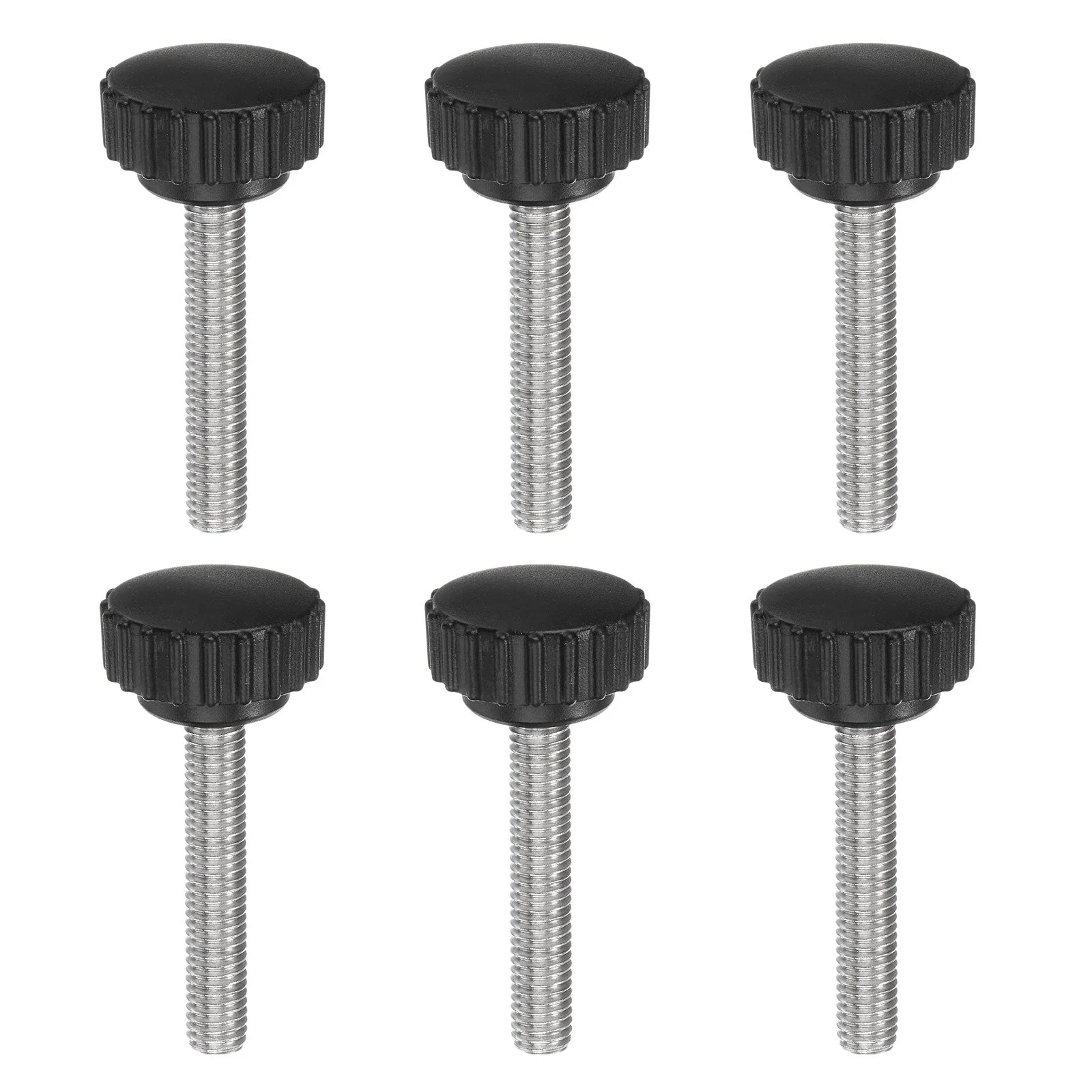 6pcs Knurled Clamping Knob Thumb Screws M8 x 45mm Metric Thread 28mm Matte Head