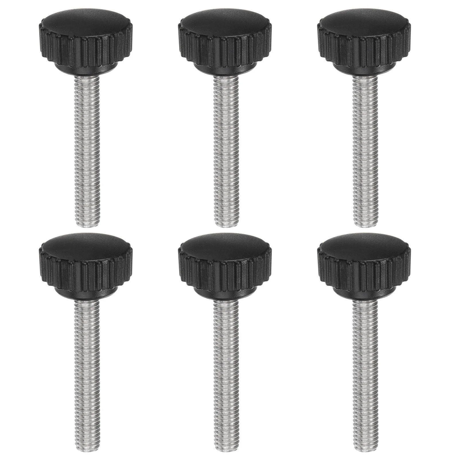 6pcs Knurled Clamping Knob Thumb Screws M8 x 50mm Metric Thread 28mm Matte Head