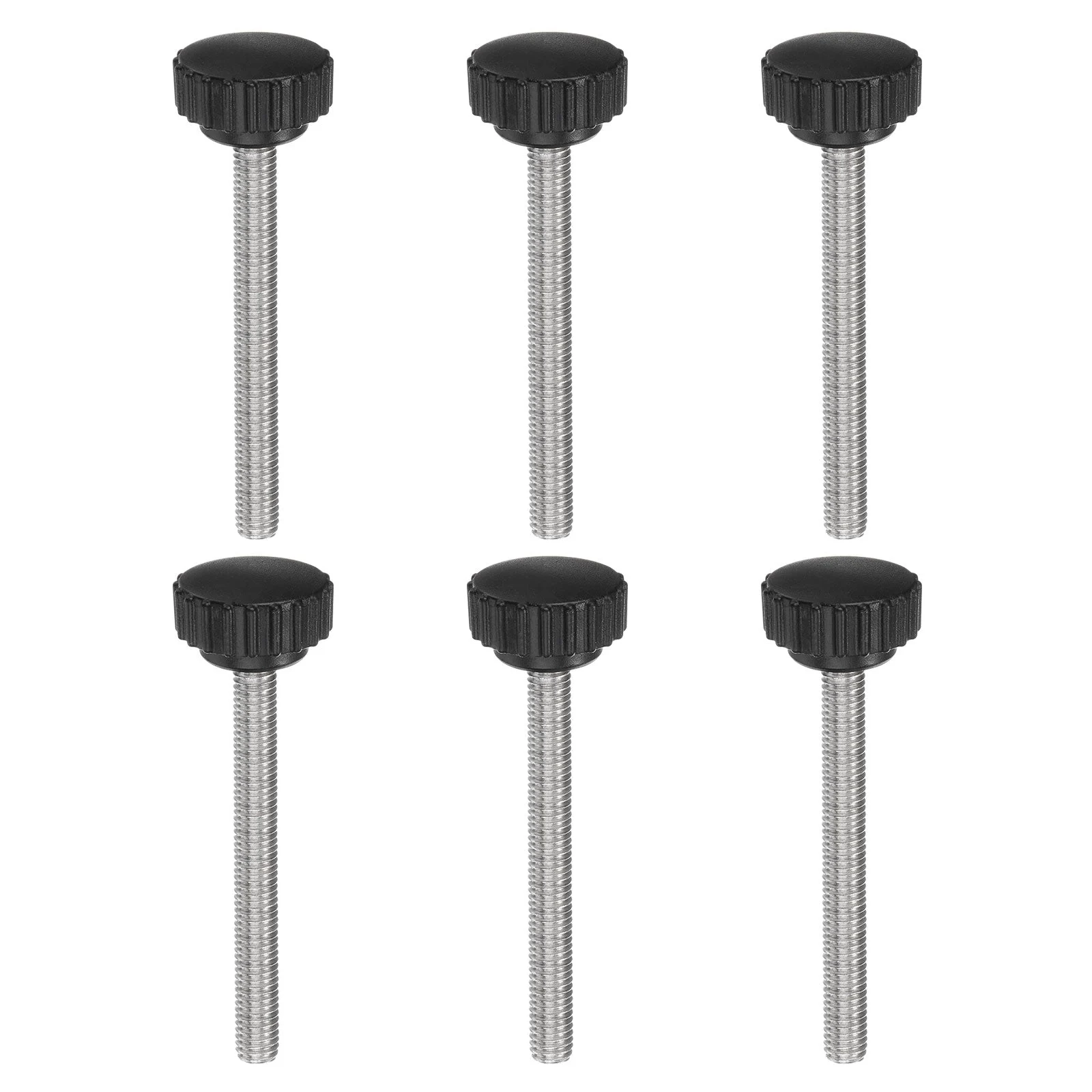 6pcs Knurled Clamping Knob Thumb Screws M8 x 80mm Metric Thread 28mm Matte Head