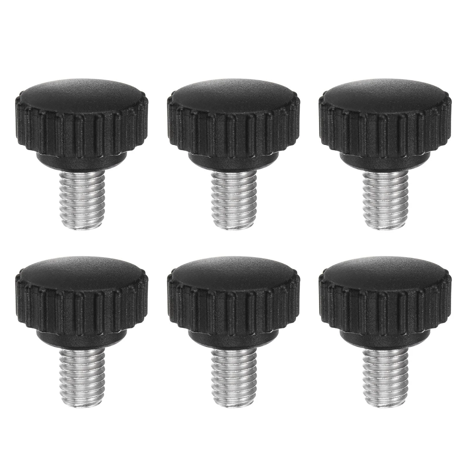 6pcs Knurled Clamping Knob Thumb Screws M10 x 16mm Metric Thread 28mm Matte Head