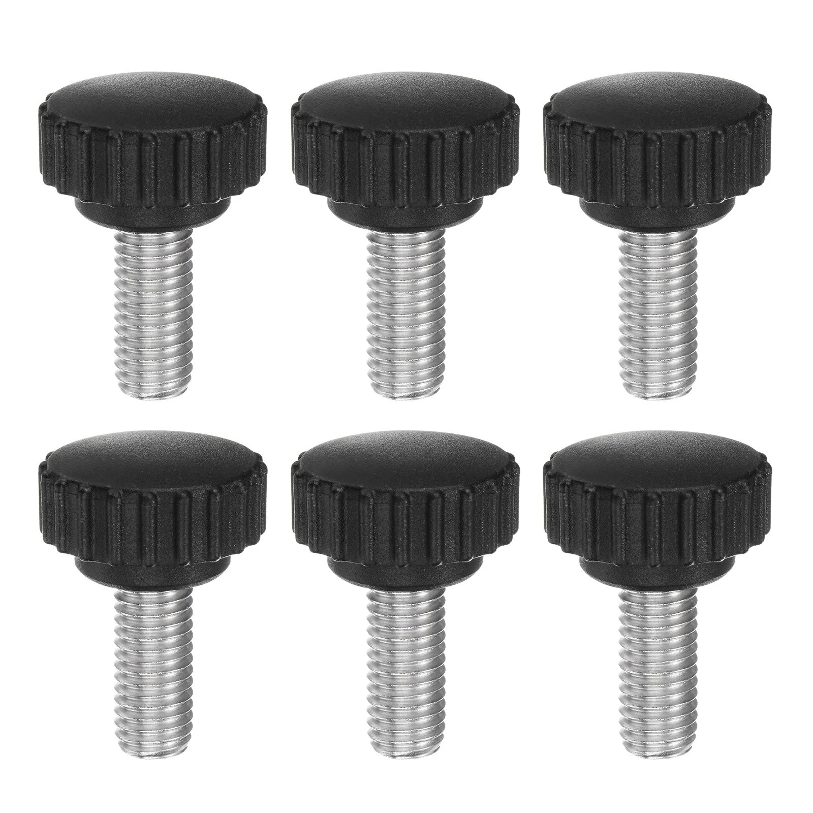 6pcs Knurled Clamping Knob Thumb Screws M10 x 25mm Metric Thread 28mm Matte Head