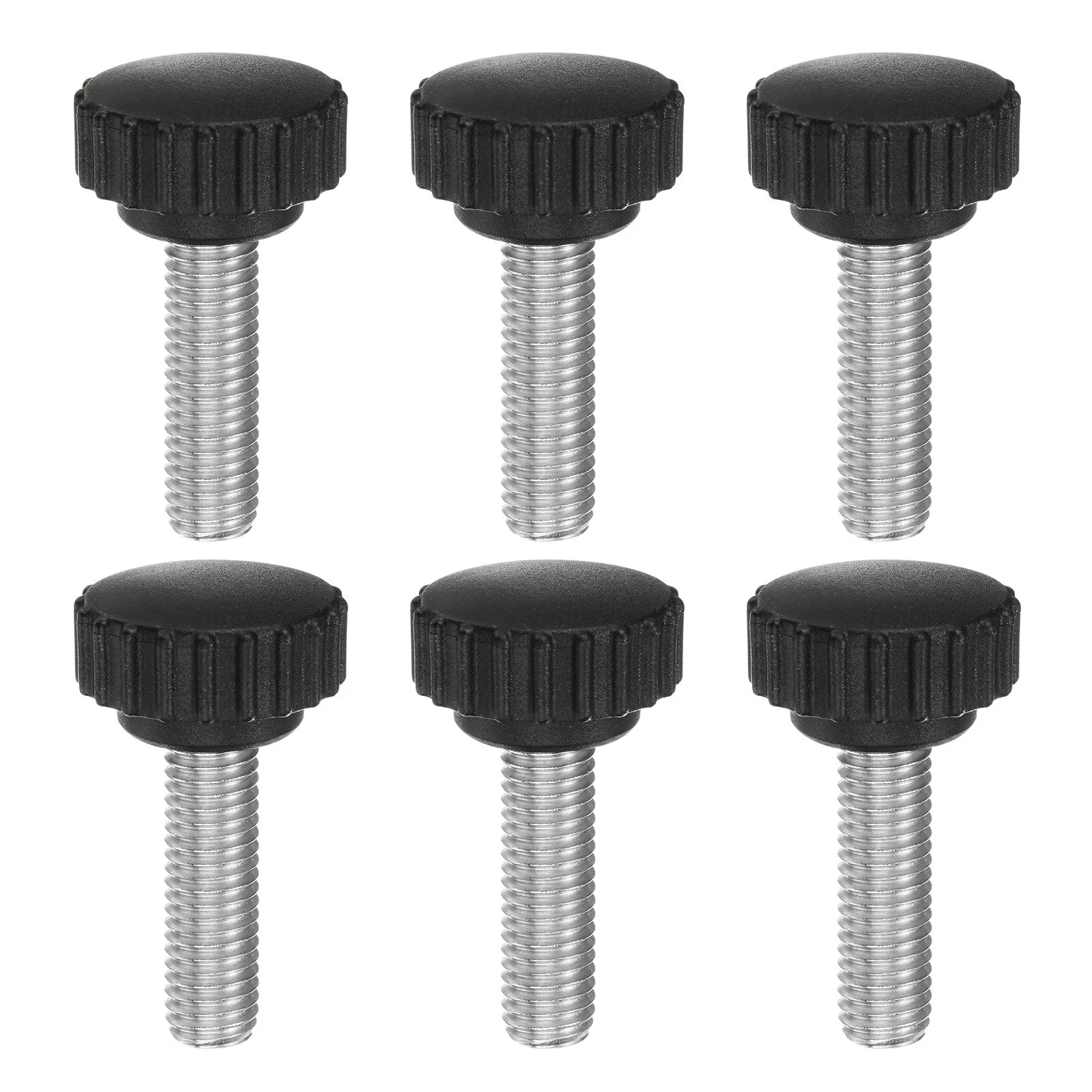 6pcs Knurled Clamping Knob Thumb Screws M10 x 35mm Metric Thread 28mm Matte Head