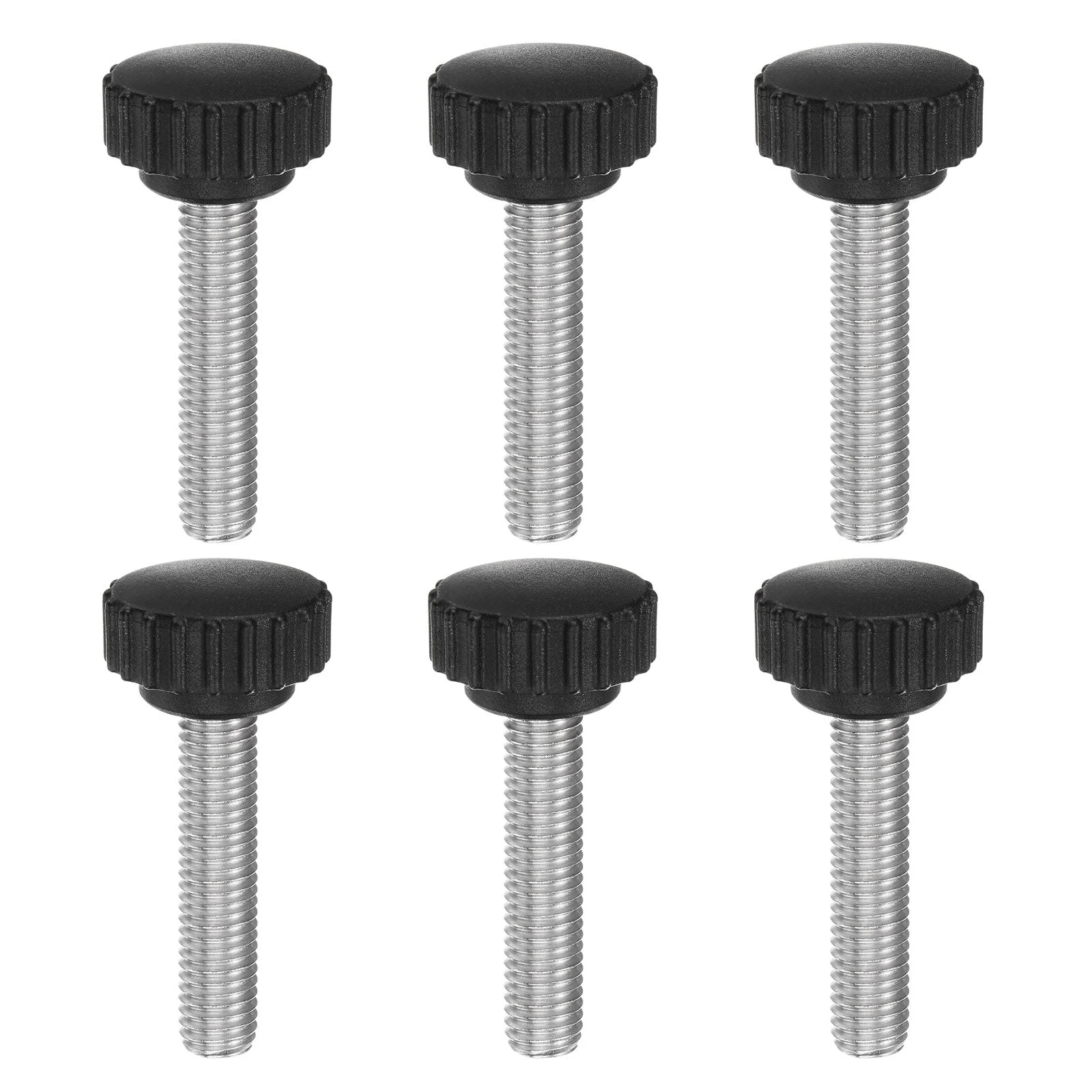 6pcs Knurled Clamping Knob Thumb Screws M10 x 45mm Metric Thread 28mm Matte Head