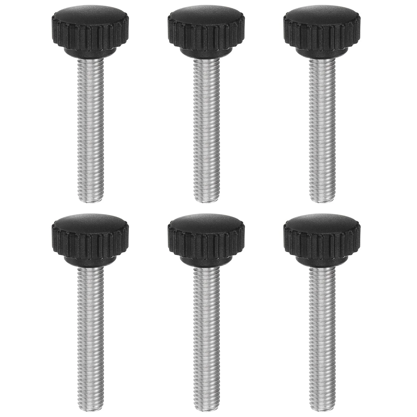 6pcs Knurled Clamping Knob Thumb Screws M10 x 55mm Metric Thread 28mm Matte Head