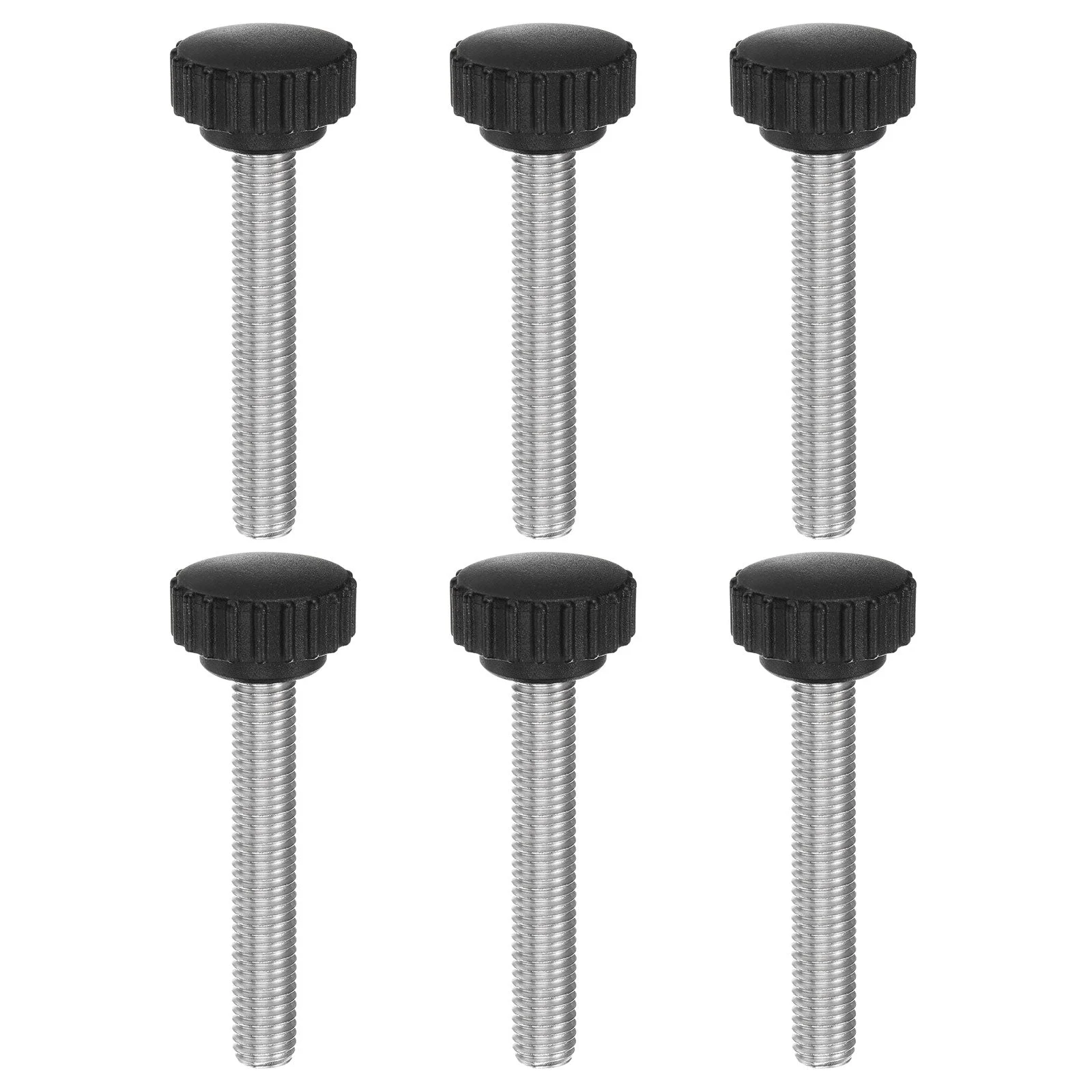 6pcs Knurled Clamping Knob Thumb Screws M10 x 60mm Metric Thread 28mm Matte Head