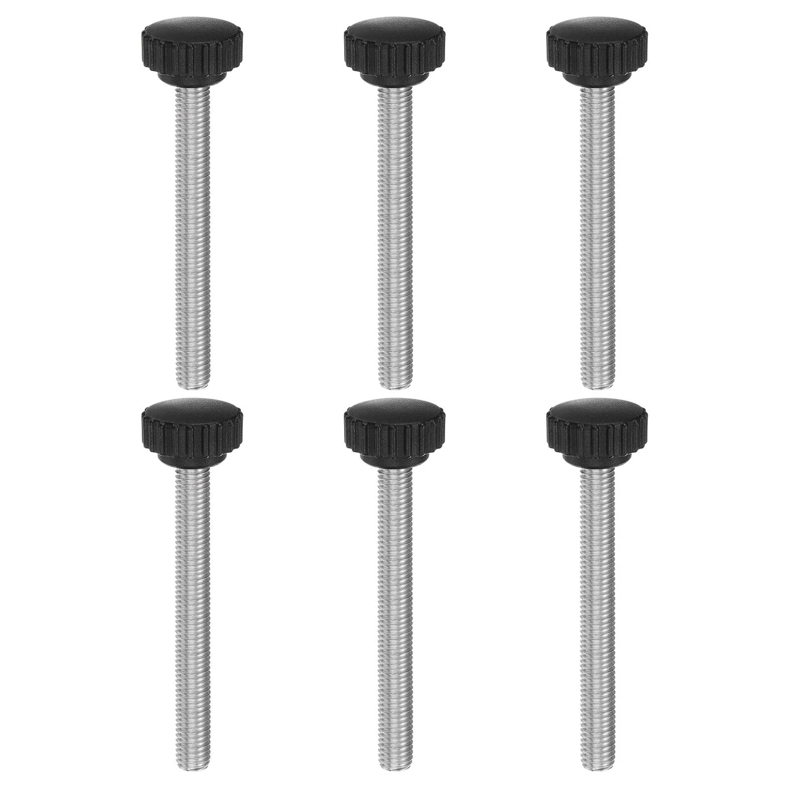 6pcs Knurled Clamping Knob Thumb Screws M10 x 90mm Metric Thread 28mm Matte Head