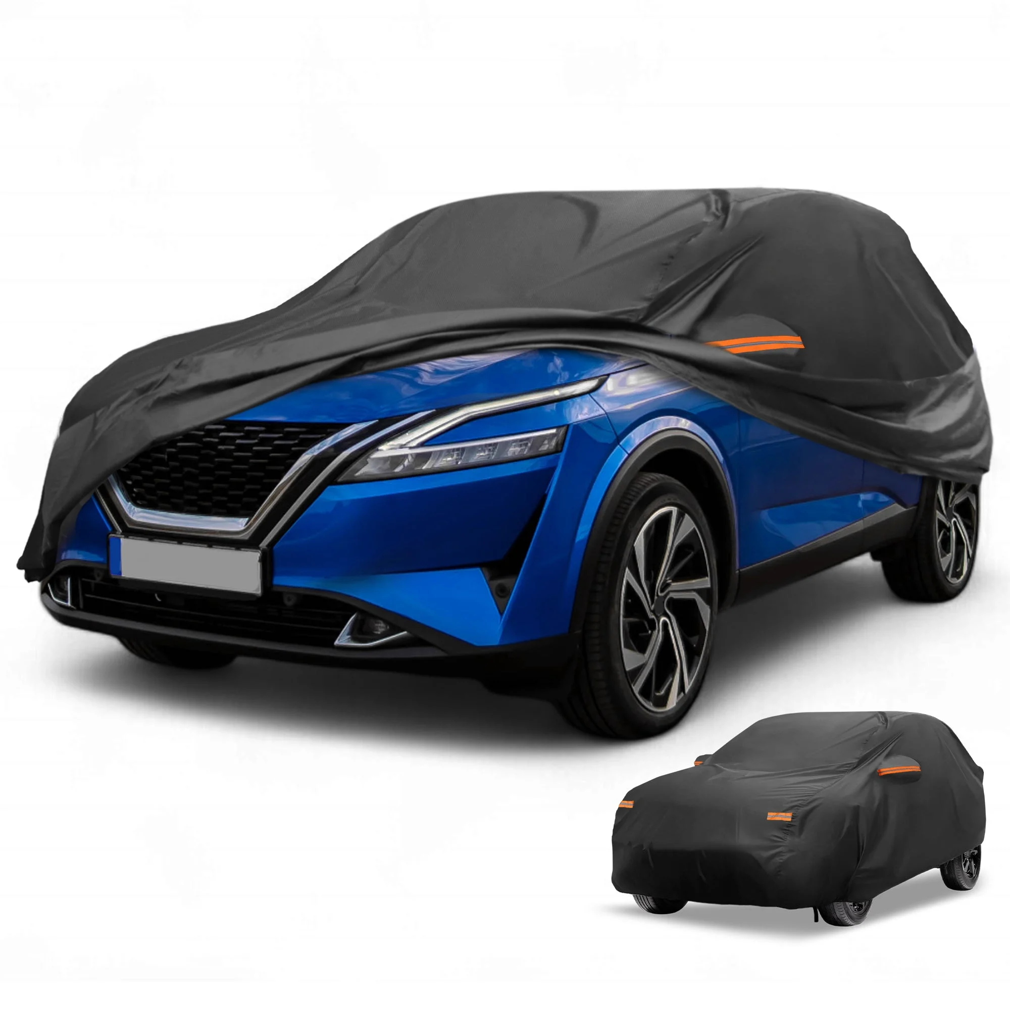 Car Cover Waterproof All Weather for Nissan Qashqai Black 190T-PU w/ Zipper
