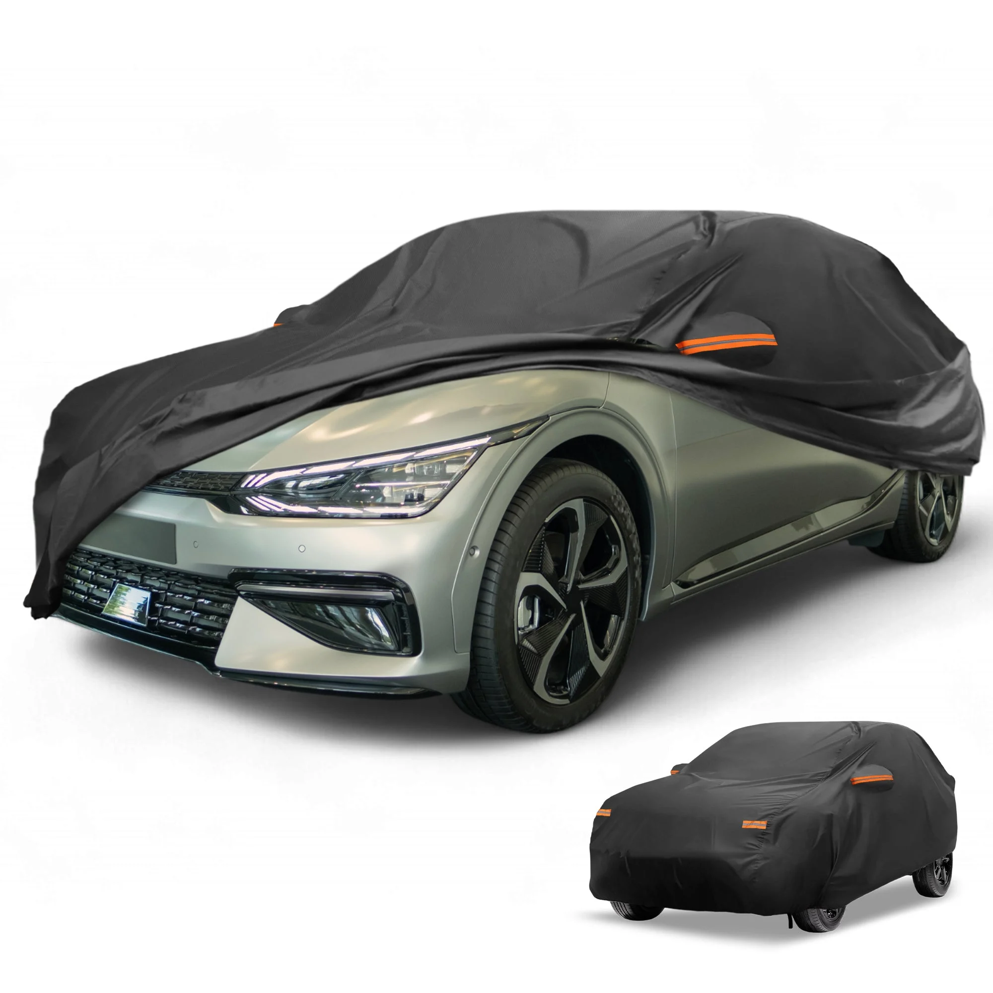 Car Cover Waterproof All Weather for Kia E-Niro Black 190T-PU with Zipper