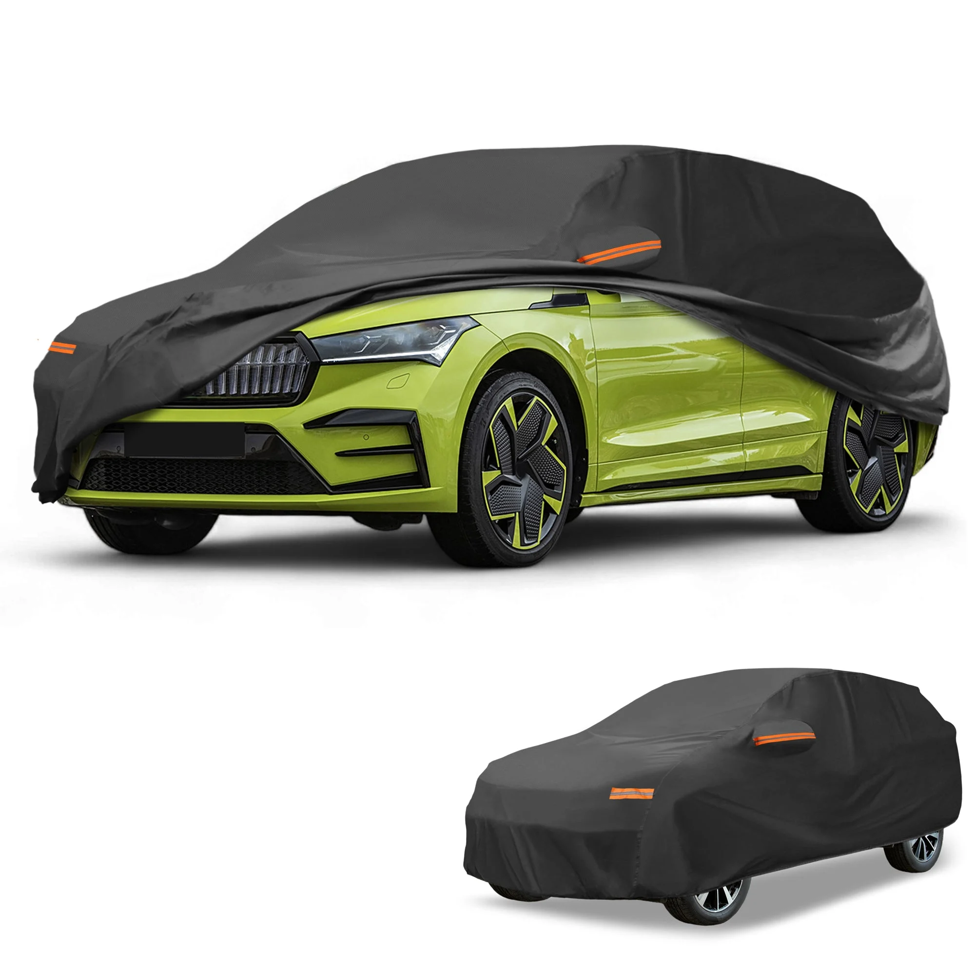 Car Cover Waterproof All Weather for Skoda Enyaq Black 190T-PU with Zipper