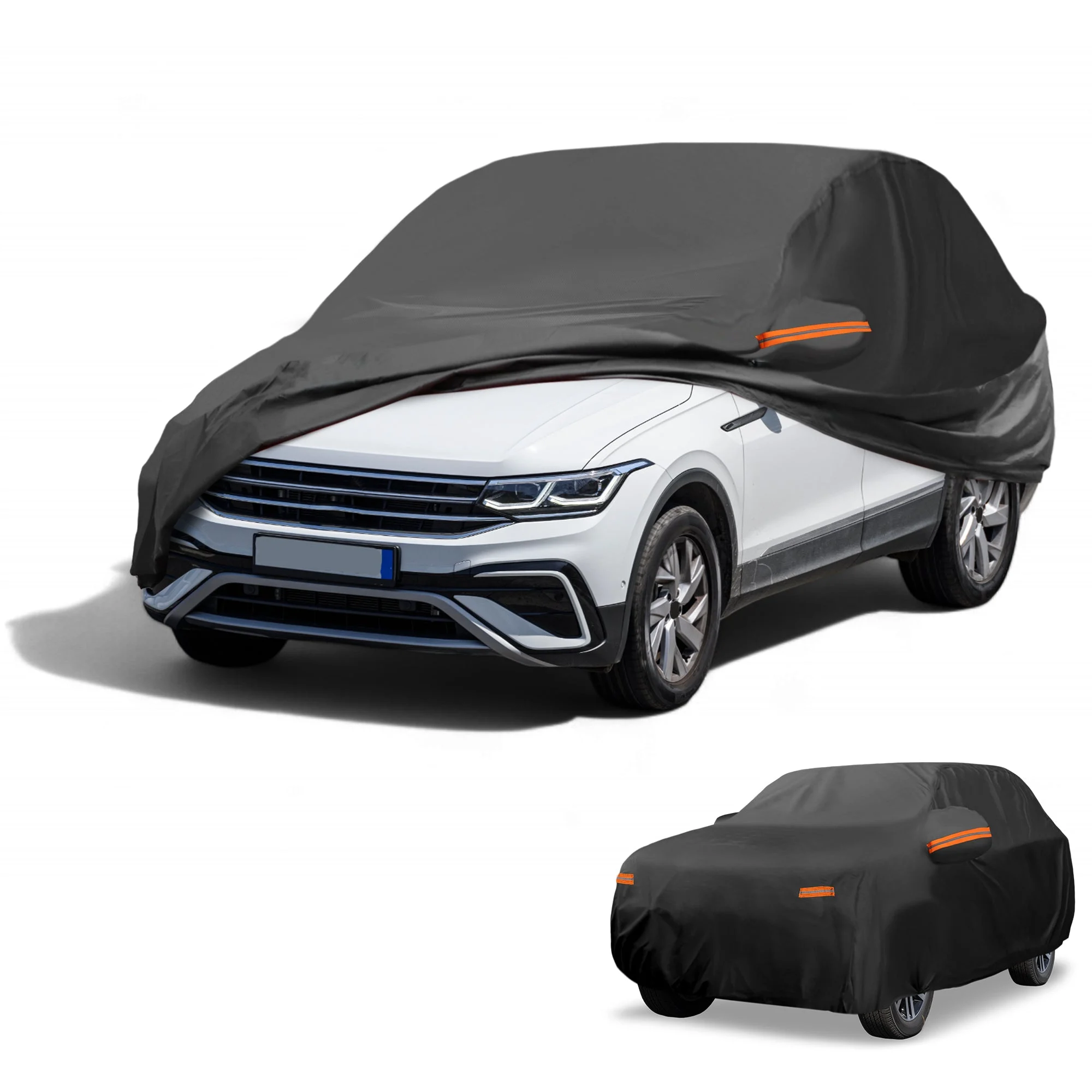 Car Cover Waterproof All Weather for Volkswagen Tiguan Black 190T-PU with Zipper