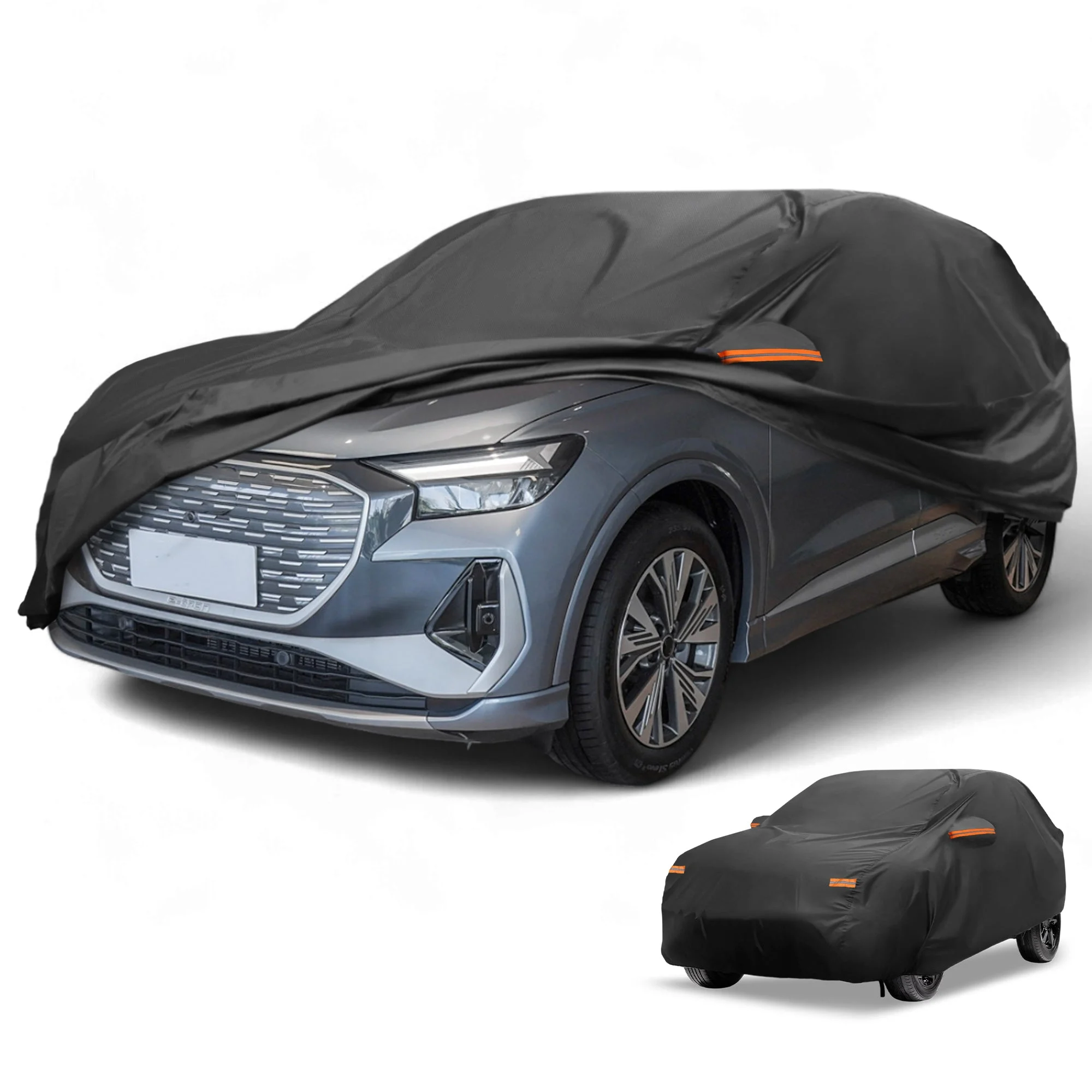 Car Cover Waterproof All Weather for Audi Q4 E-Tron Black 190T-PU with Zipper
