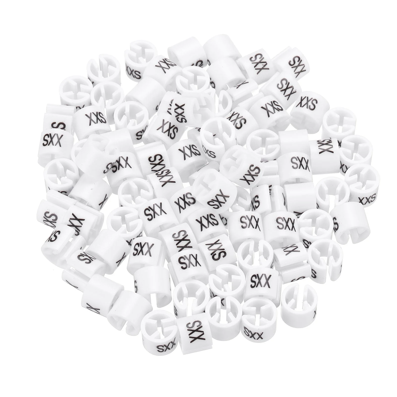 100 x Clothes Hanger Marker 2XS Size Tag Fit 3mm Rod White