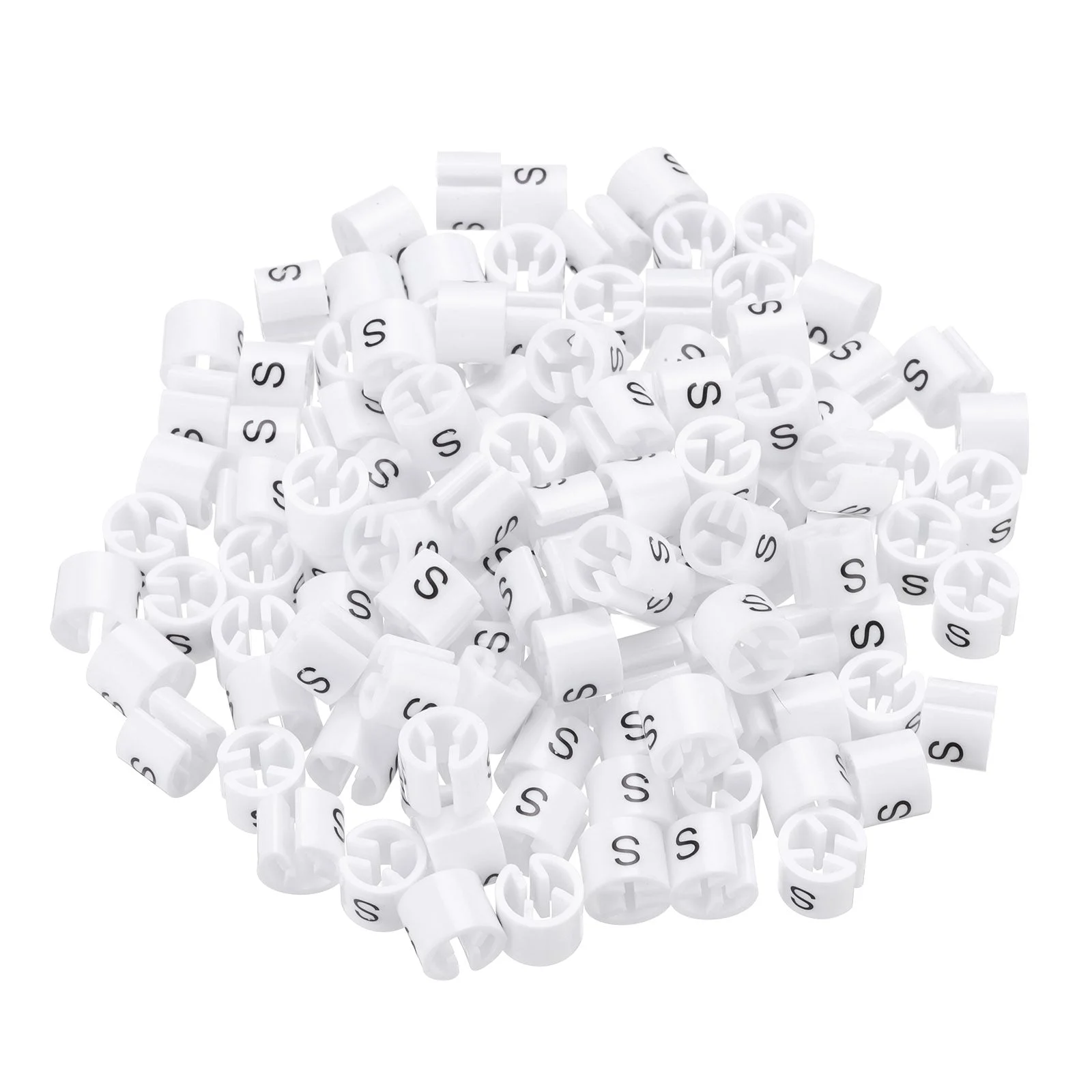 Clothes Hanger Marker S Size Tag Fit 3mm Rod White for Garment Clothing Color Coding, Pack of 150