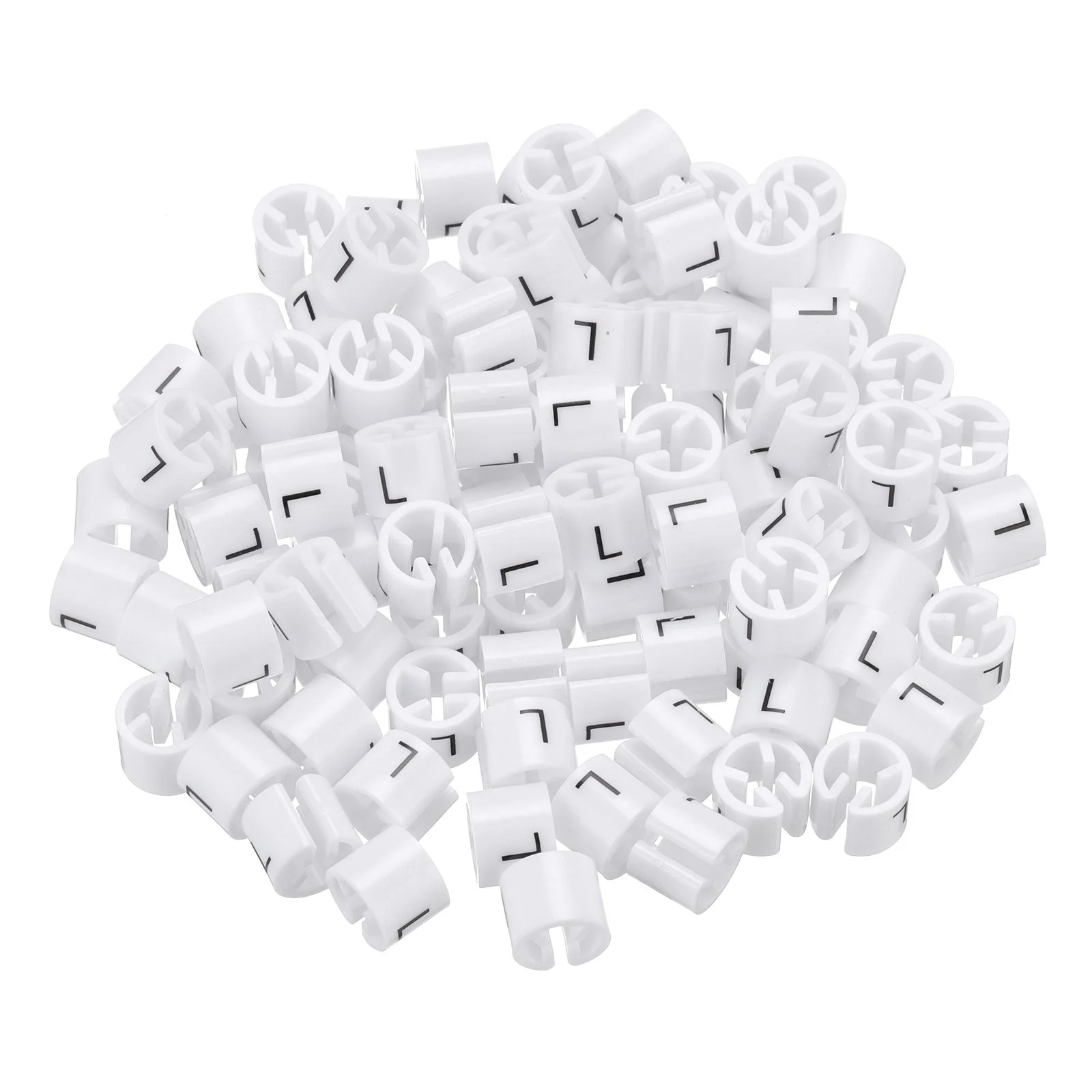 Clothes Hanger Marker L Size Tag Fit 3mm Rod White for Garment Clothing Color Coding, Pack of 150