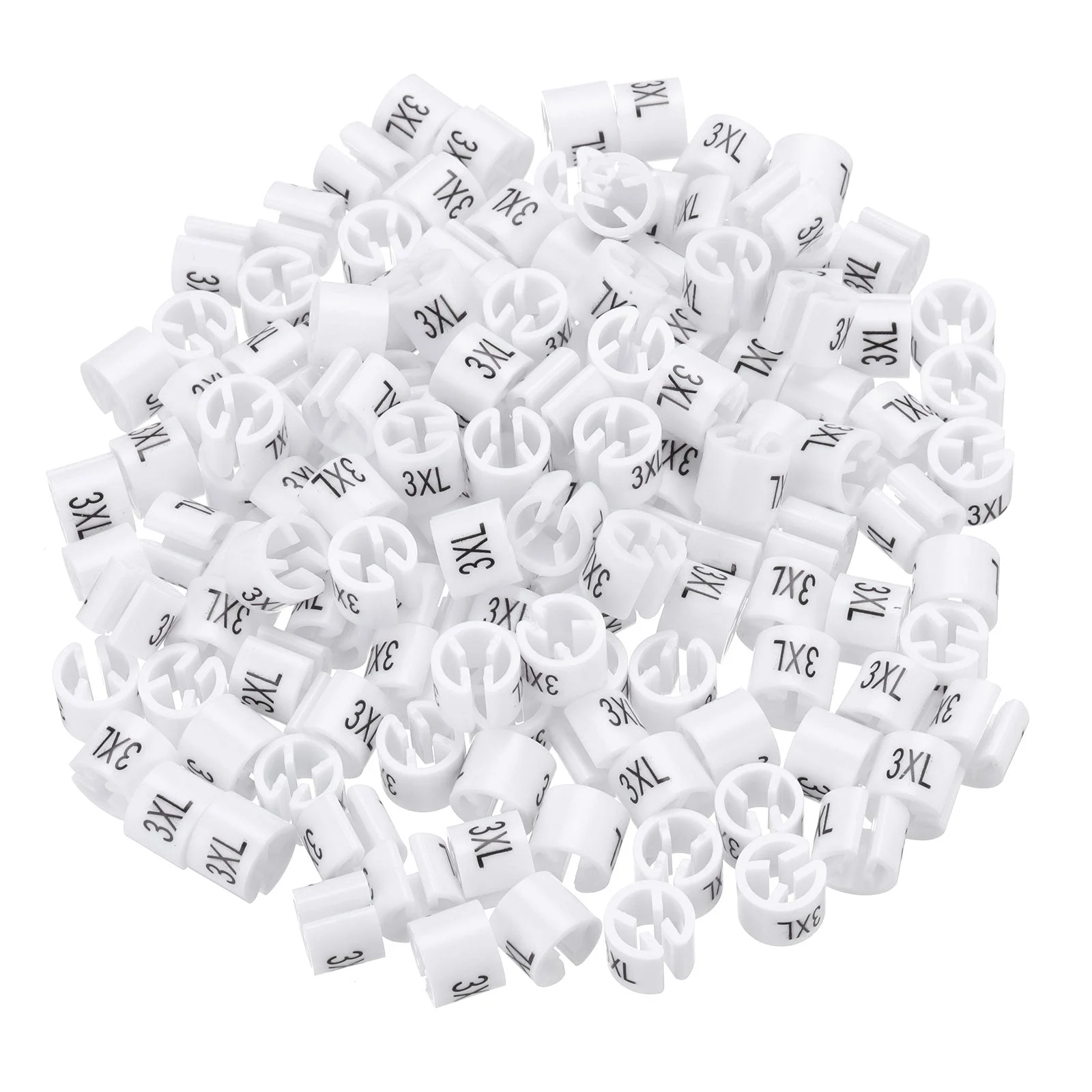Clothes Hanger Marker 3XL Size Tag Fit 3mm Rod White for Garment Clothing Color Coding, Pack of 150