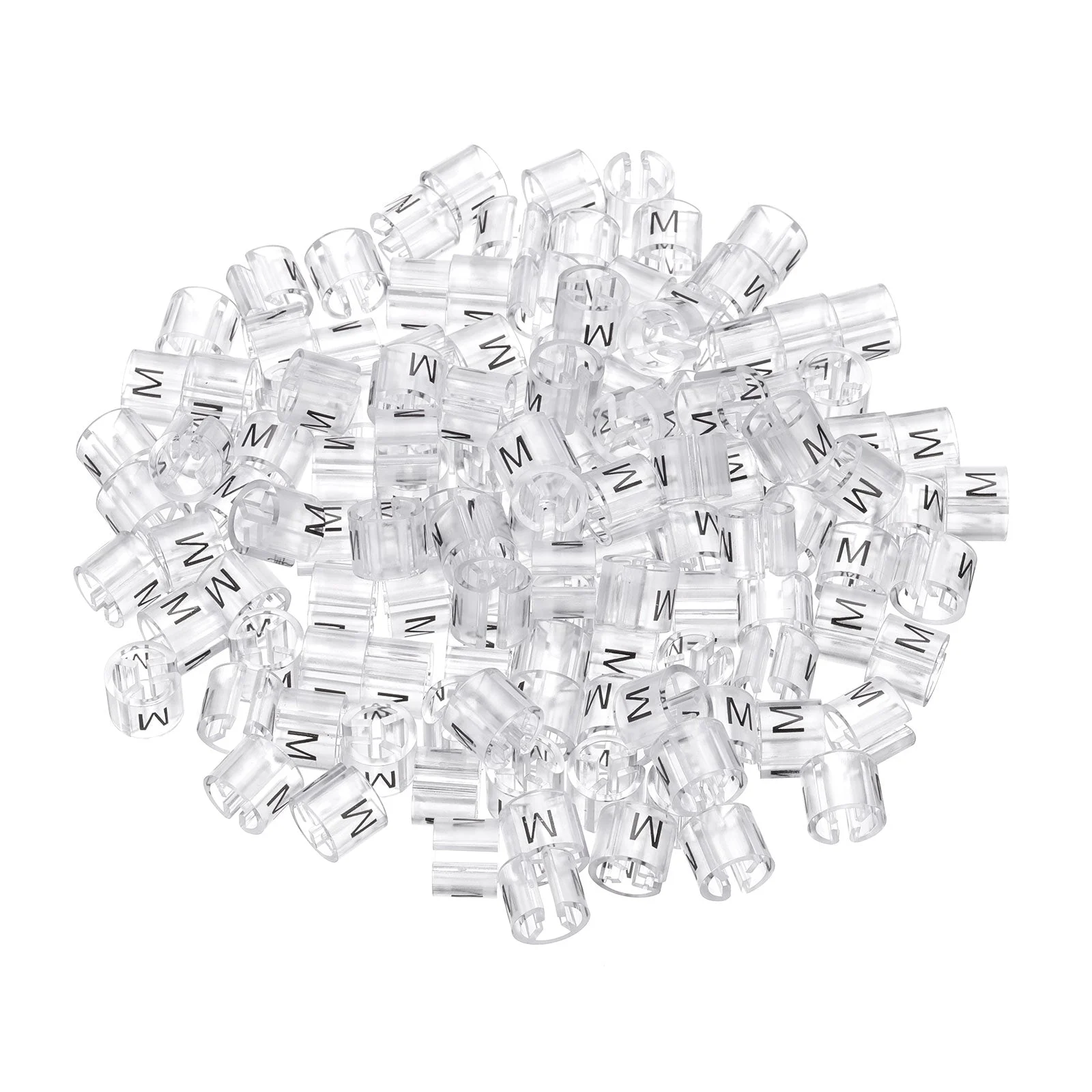 Clothes Hanger Marker M Size Tag Fit 3mm Rod Transparent, Pack of 150