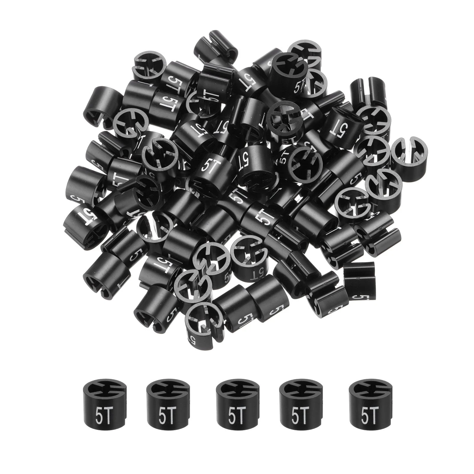 100 x Clothes Hanger Marker 5T Black Colored Hanger Sizer Garment Tag