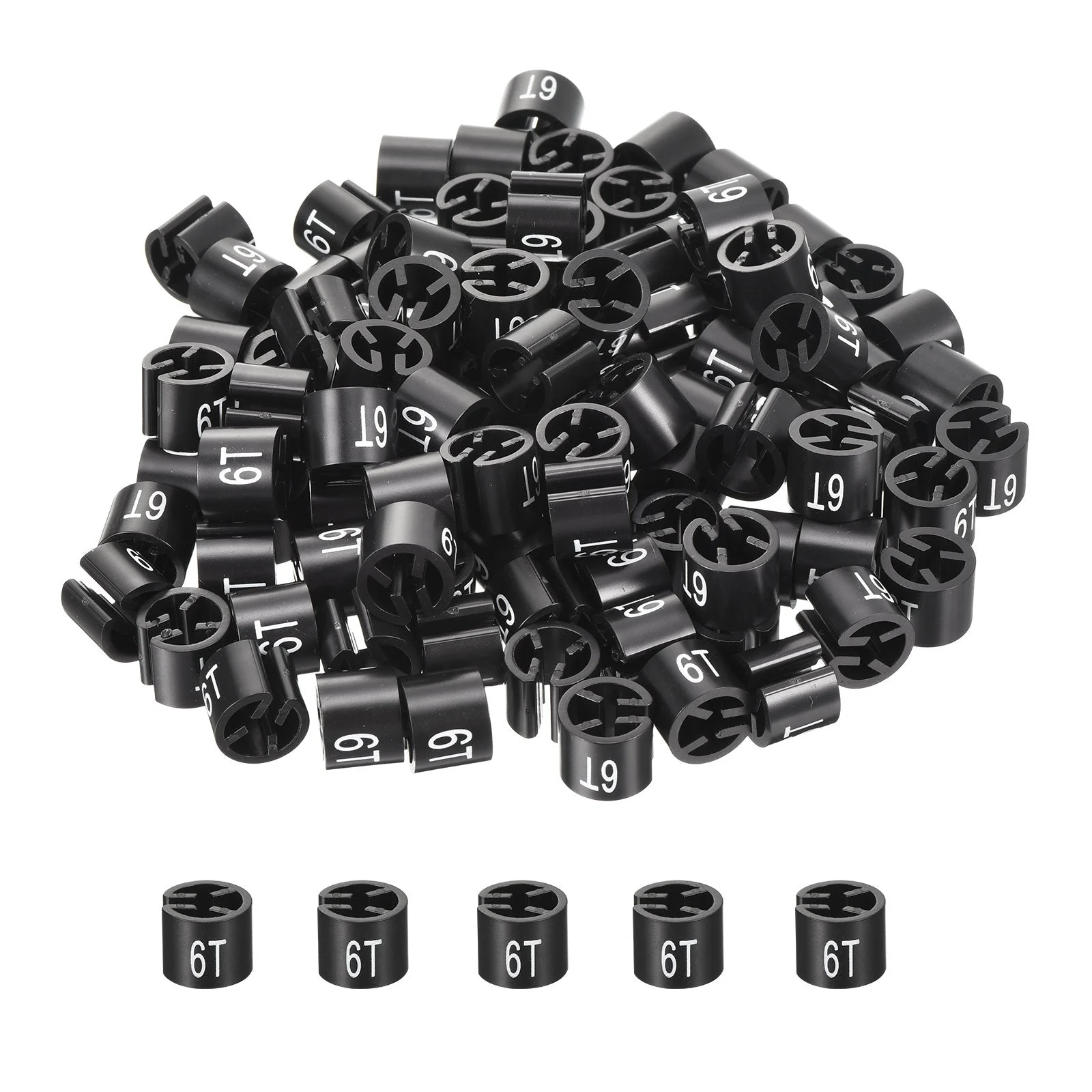 100Pcs Clothes Hanger Marker 6T Black Colored Hanger Sizer Garment Tag