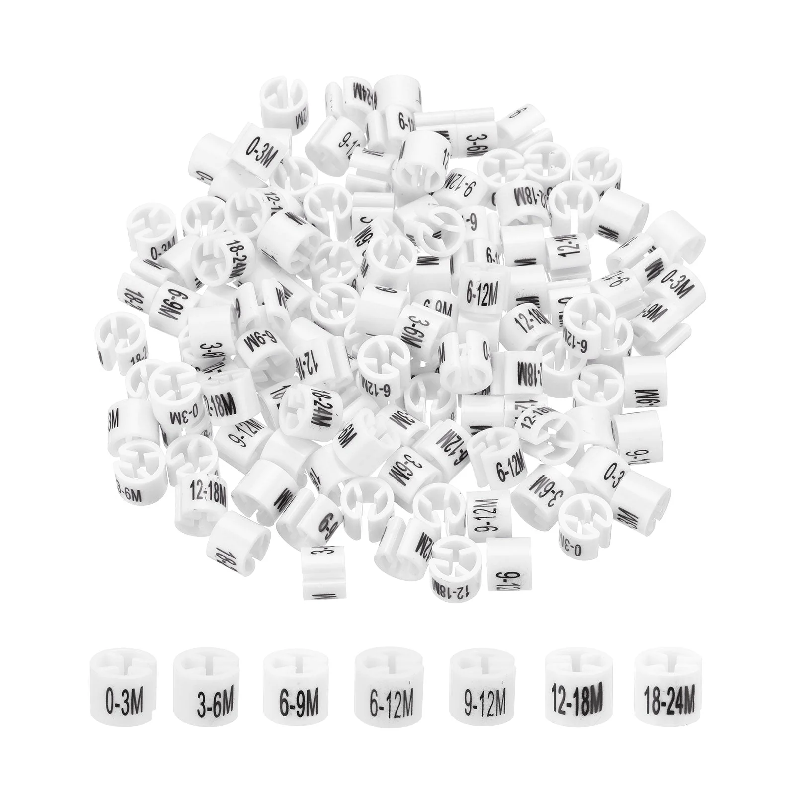 Clothes Hanger Marker 0-3M/3-6M/6-9M/6-12M/9-12M/12-18M/18-24M White 3mm 175Pcs