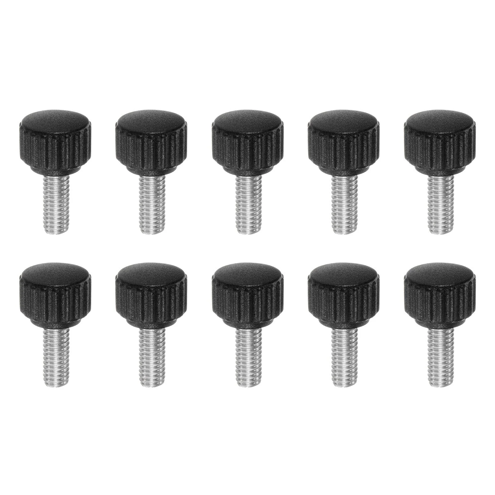10pcs Knurled Clamping Knob Thumb Screws M6 x 8mm Metric Thread 16mm Matte Head