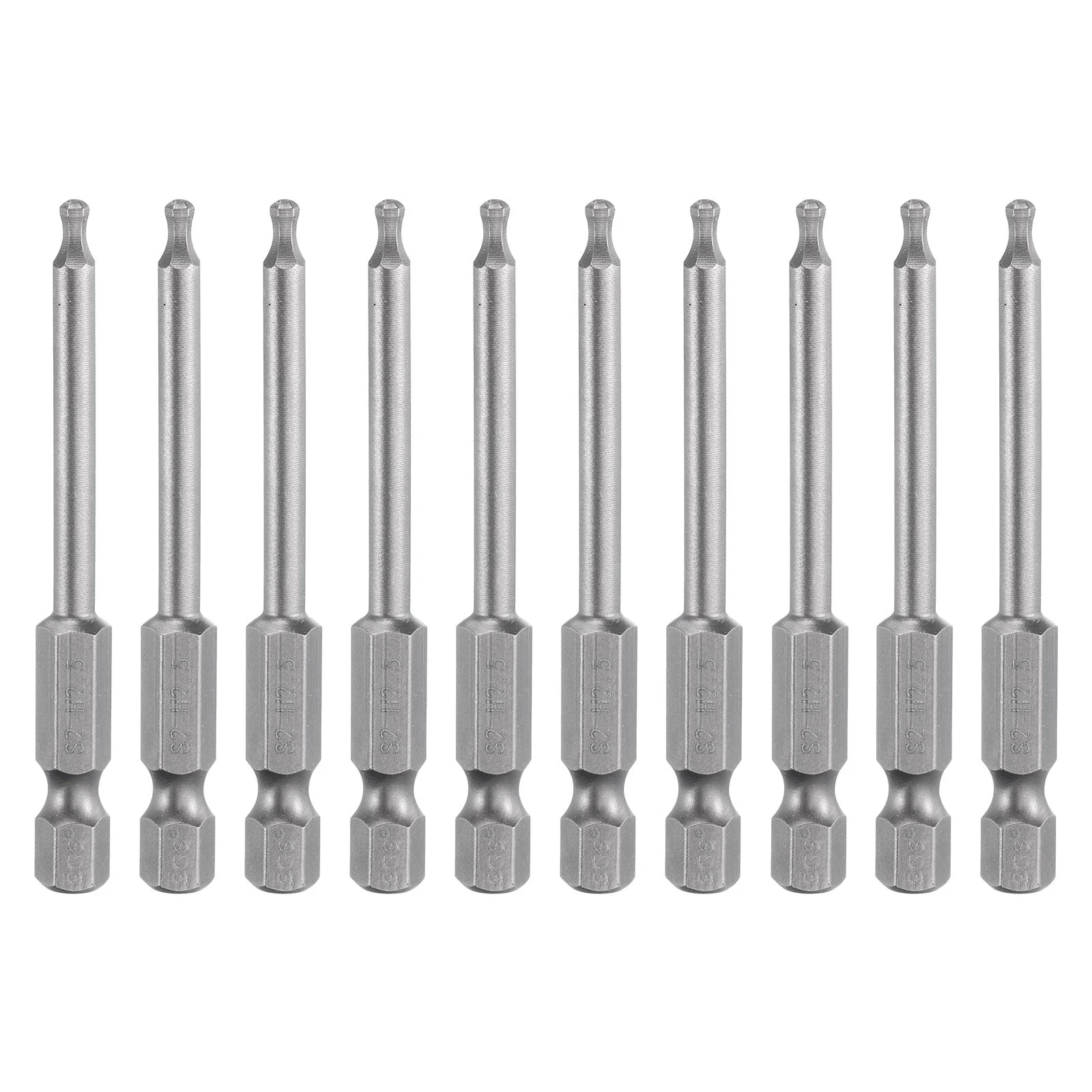 10pcs Ball End Hex Screwdriver Bit 2.5mm/H2.5 Magnetic Tip 1/4" Hex Shank 2.56"