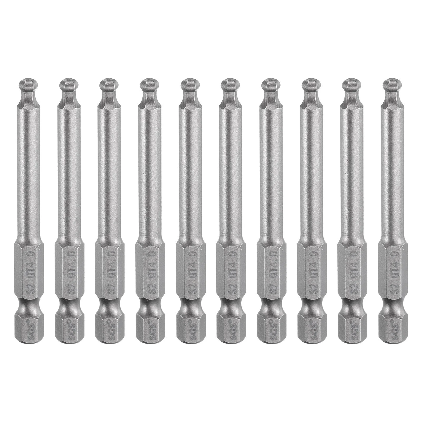 10pcs Ball End Hex Screwdriver Bit 4mm (H4.0) Magnetic Tip 1/4" Hex Shank 2.56"