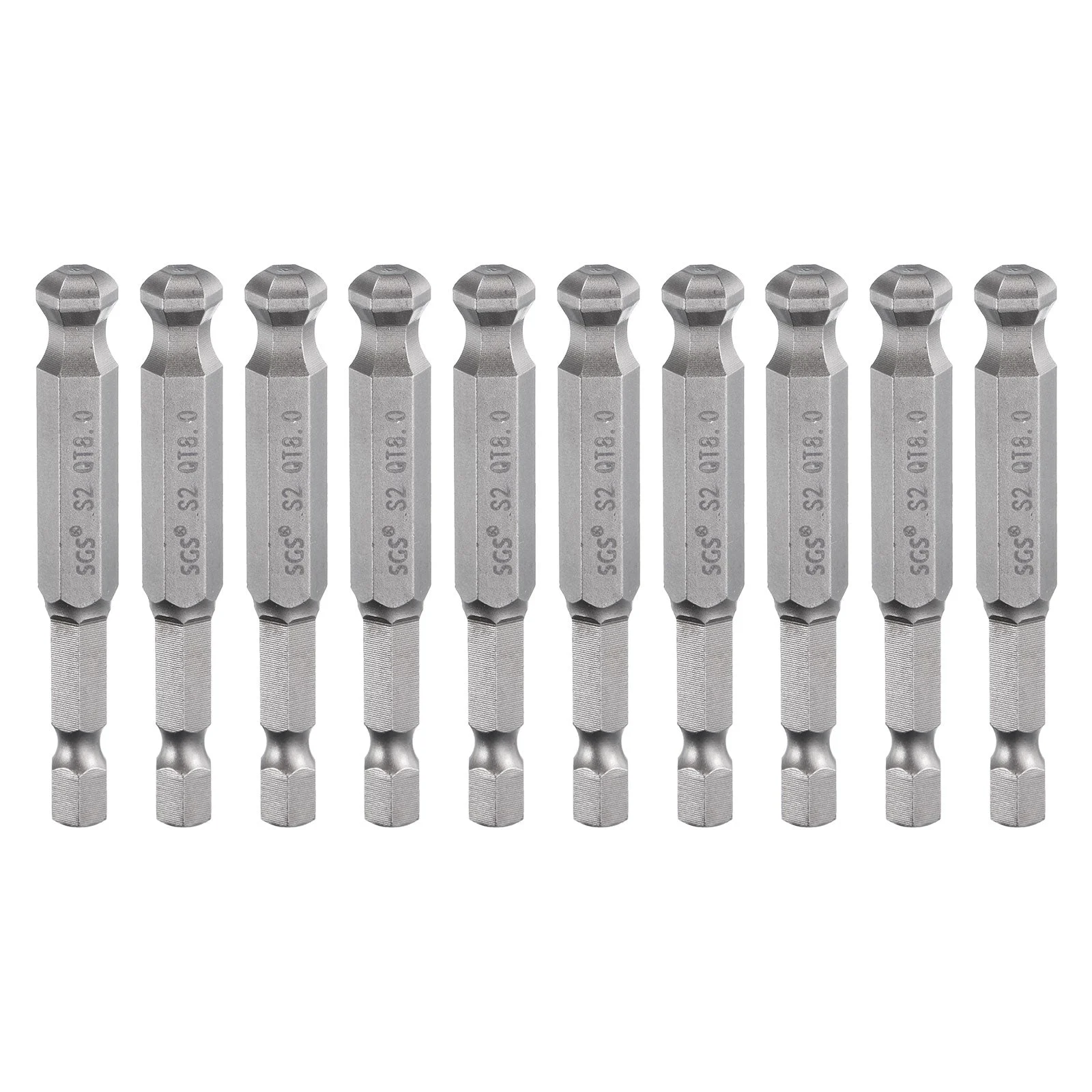 10pcs Ball End Hex Screwdriver Bit 8mm (H8.0) Magnetic Tip 1/4" Hex Shank 2.56"
