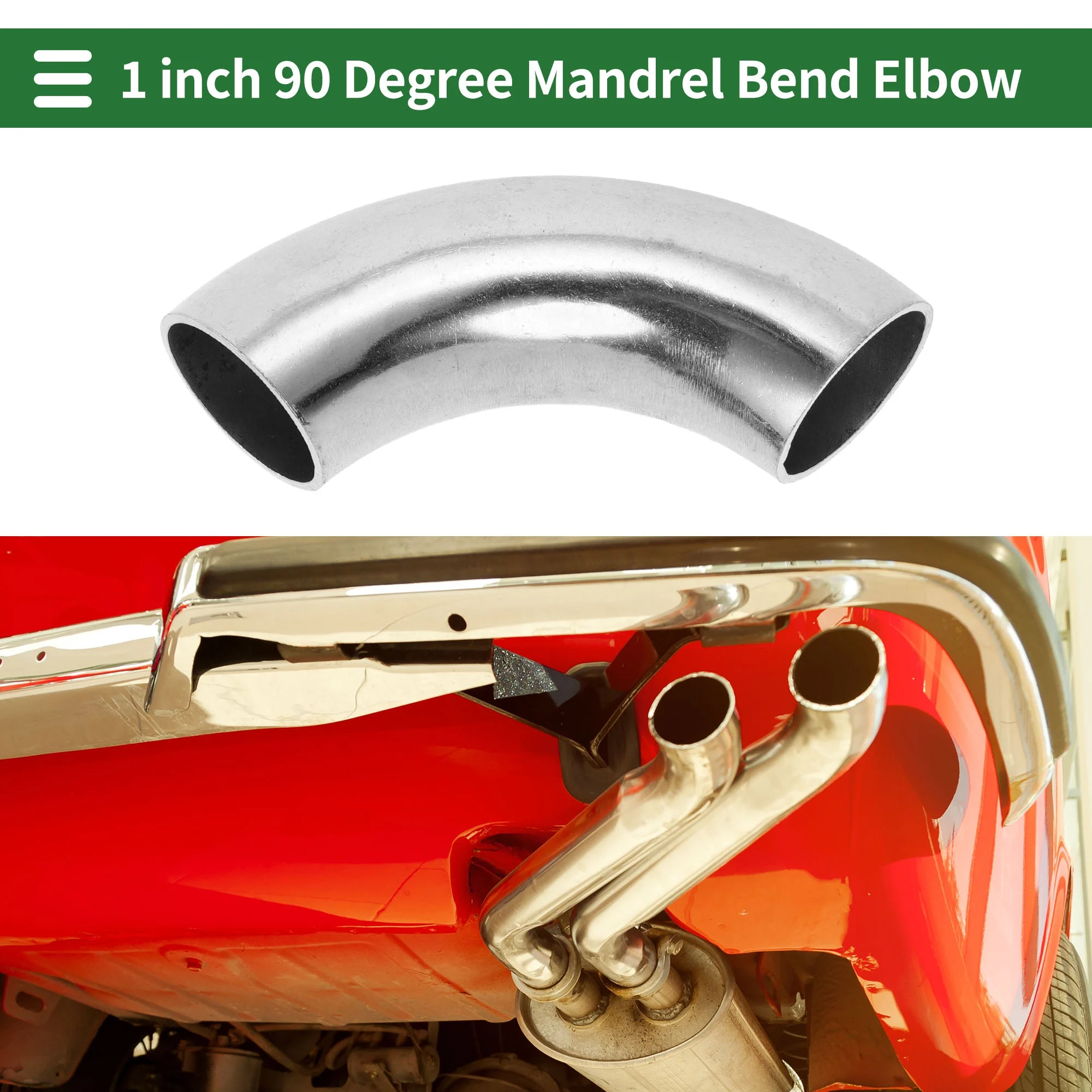 1" Inch OD 90 Degree Mandrel Bend Elbow Car Modified Exhaust Pipe Tubing 1.0mm/19GA Thickness 304 Stainless Steel Bend Tube Stair Handrail Piping 25x95x1.0mm