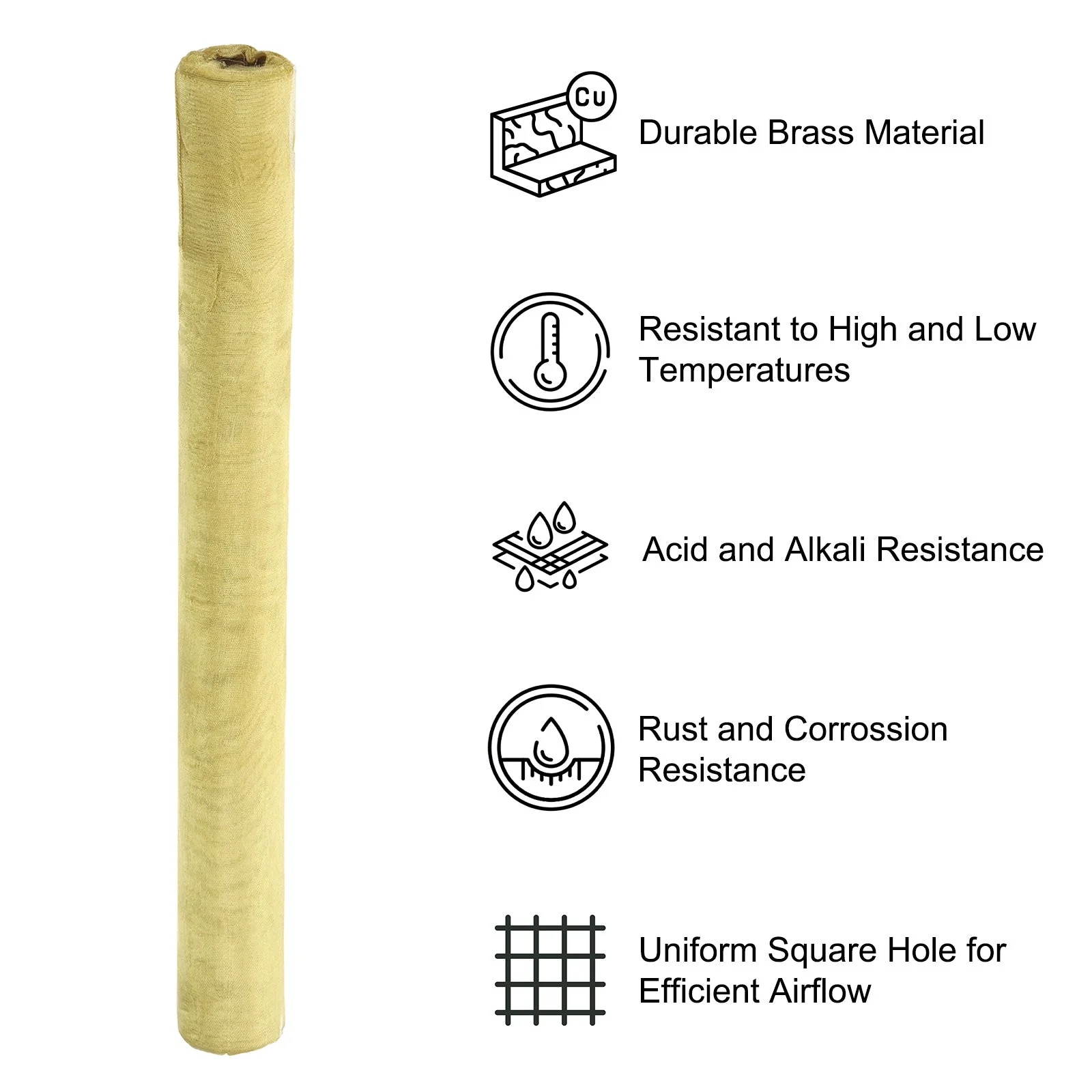 39.4x11.9" Brass Woven Wire Mesh Roll, 2 Roll 100 Mesh Metal Mesh Screen, Yellow