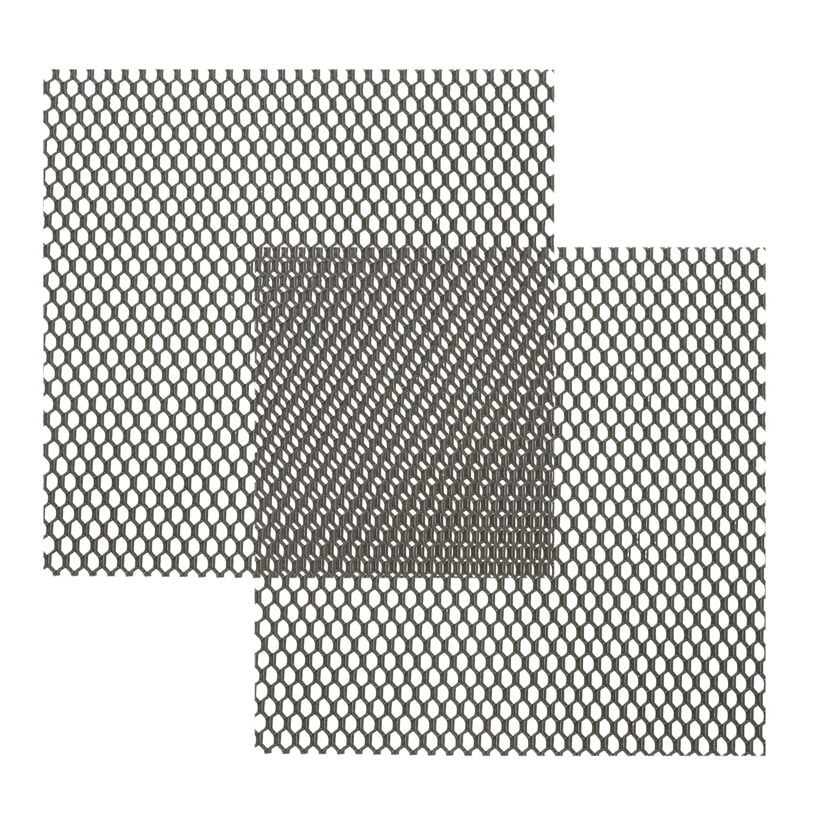 4"L x 4"W Universal Car Grill Mesh, 2Pcs 3x6mm Hexagon Hole, Black