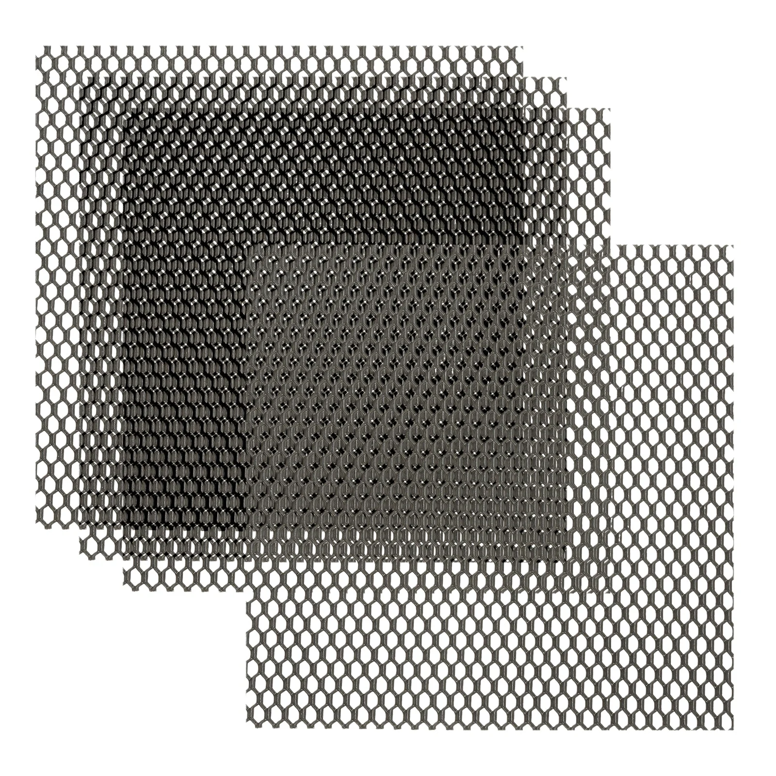 4"L x 4"W Universal Car Grill Mesh, 4Pcs 3x6mm Hexagon Hole, Black