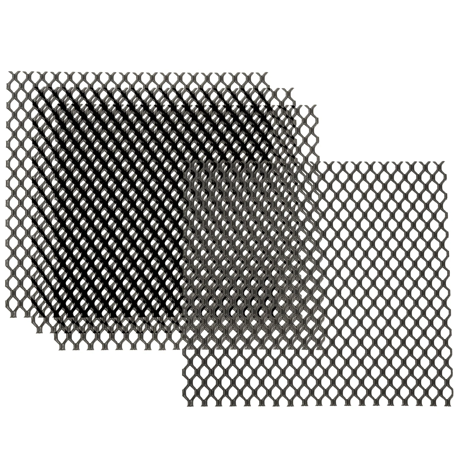 4"L x 4"W Universal Car Grill Mesh, 4Pcs 5x8mm Hexagon Hole, Black