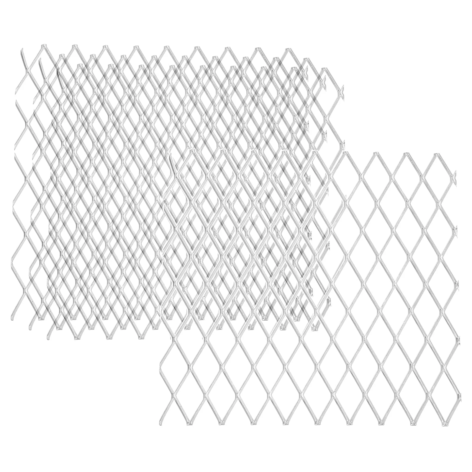 4"L x 4"W Universal Car Grill Mesh, 4Pcs 10x20mm Diamond Hole, Silver Tone