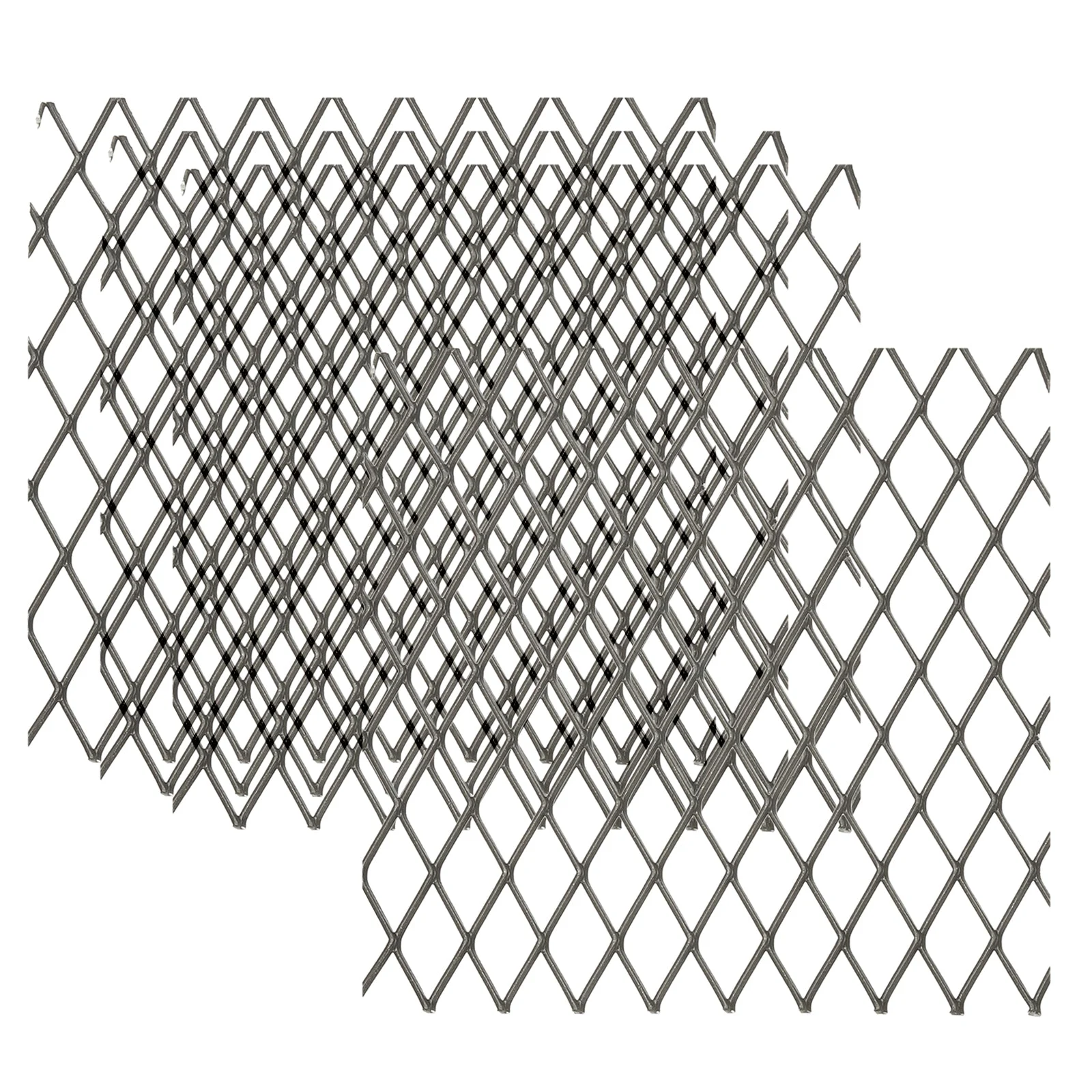 4"L x 4"W Universal Car Grill Mesh, 4Pcs 10x20mm Diamond Hole, Black