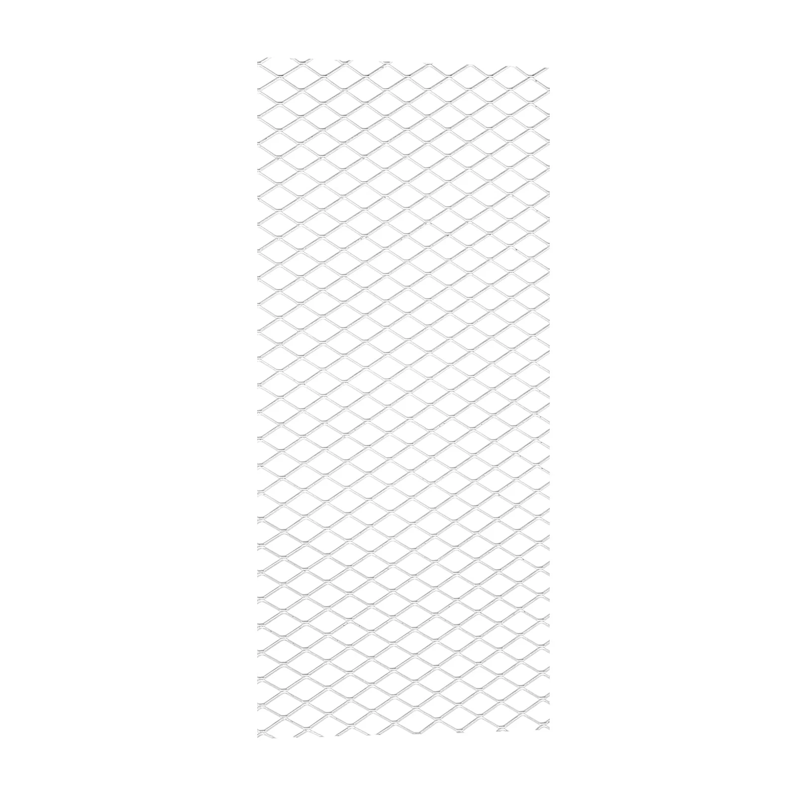 4"L x 4"W Universal Car Grill Mesh, 7x12mm Diamond Hole, Silver Tone