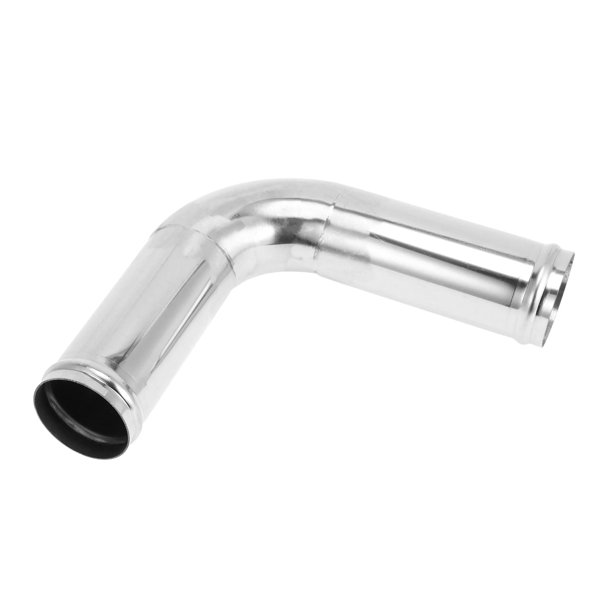 90 Degree Mandrel Exhaust Tube With Bead Roll 2.25" OD 7.87" Length Silver Tone
