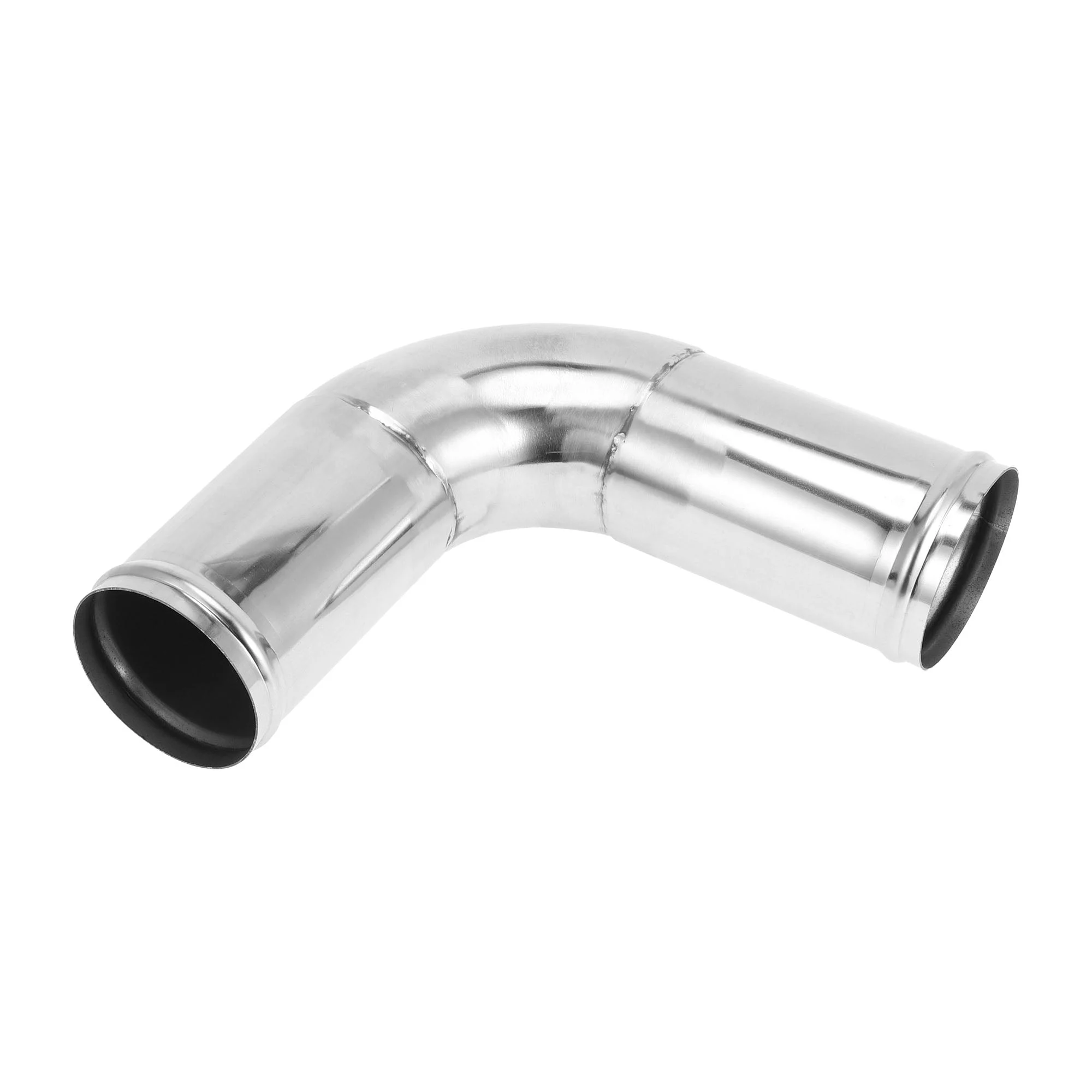 90 Degree Mandrel Exhaust Tube With Bead Roll 3.25" OD 7.87" Length Silver Tone